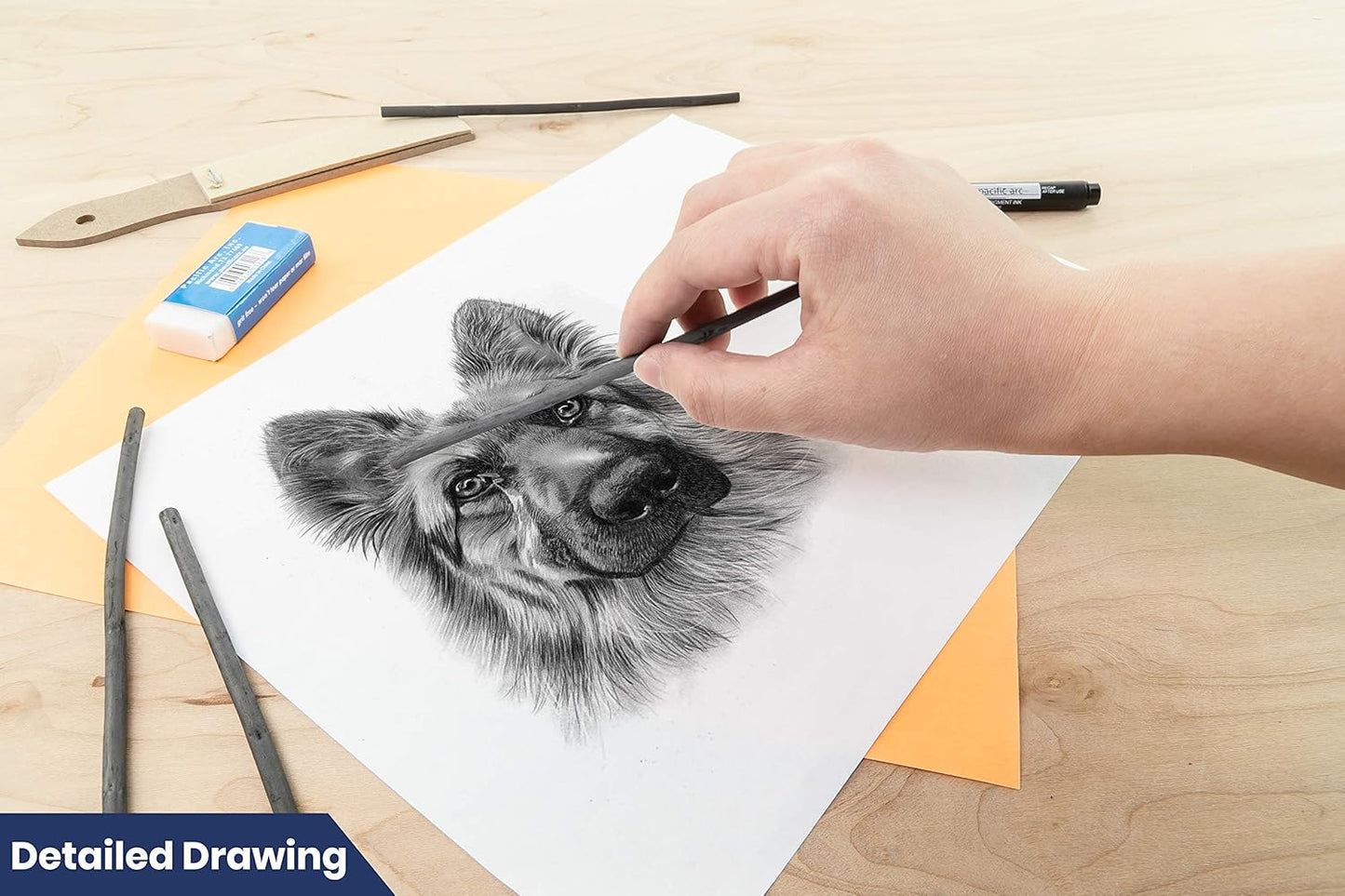 Pacific Arc Artist Vine Charcoal, Medium, Black 12 Pieces, Artist Vine Charcoal Sticks, Medium and Smooth Drawing Charcoal