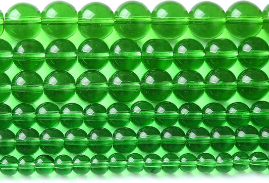 38pcs 10mm Smooth Green Crystal Glass Quartz Beads Round Loose Beads for Jewelry Making DIY Bracelet Necklace 15" Energy Healing Power Stone Beads (10mm, Green Crystal Glass)