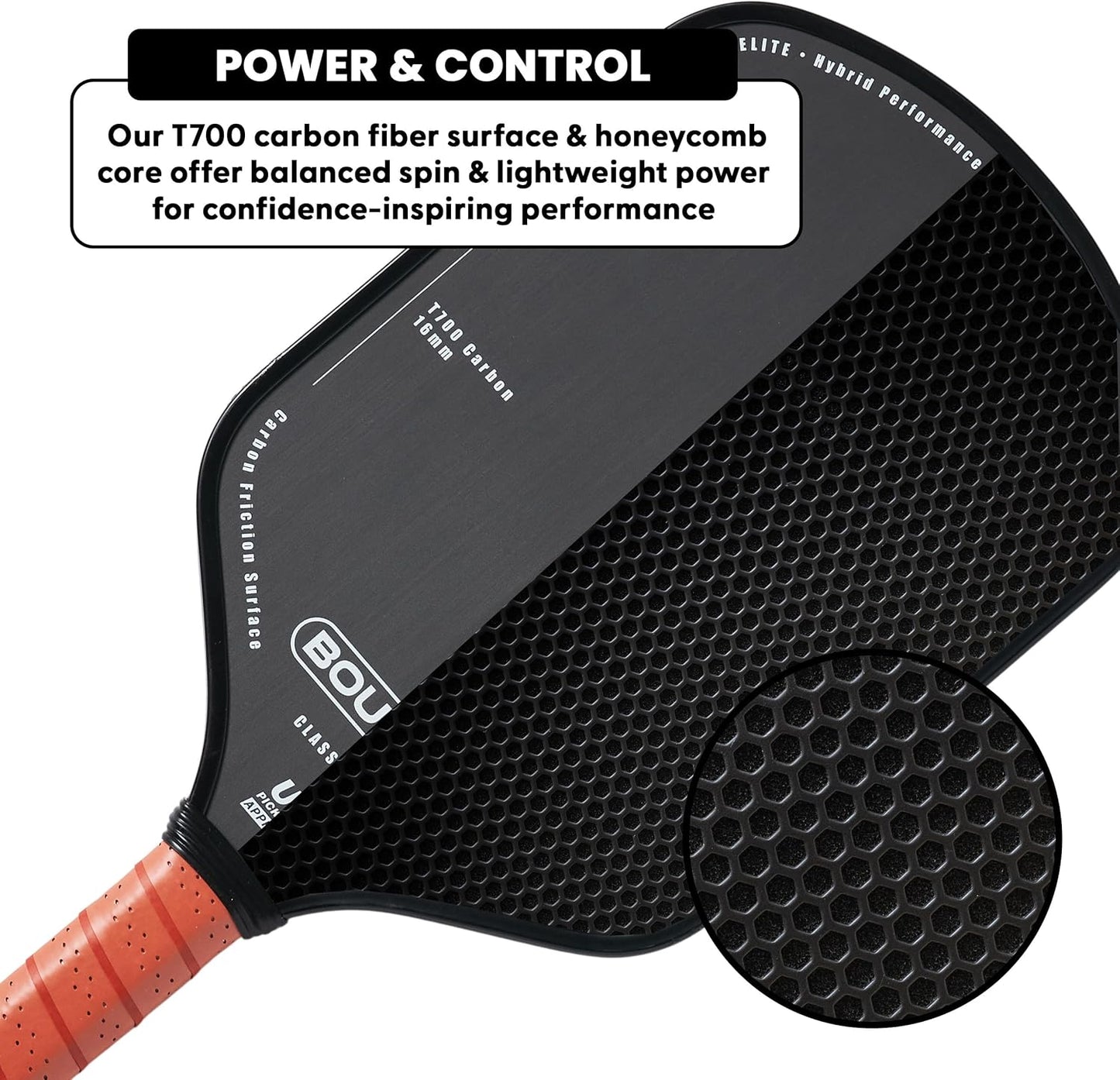 Boulder Carbon Fiber Pickleball Paddle | T700 Carbon Fiber | USAPA Approved, with Honeycomb Polymer Core | Pickleball Racket for Beginner & Experienced Players