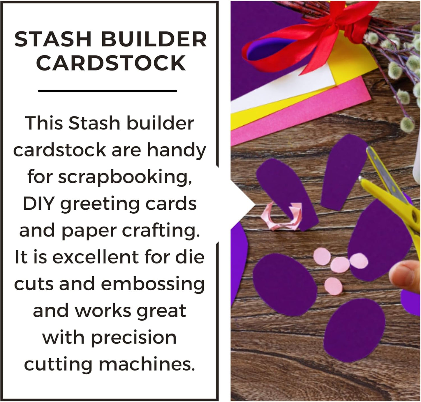 PA Paper Accents Stash Builder Cardstock 8.5" x 11" Purple Majesty, 65lb colored cardstock paper for card making, scrapbooking, printing, quilling and crafts, 25 piece pack