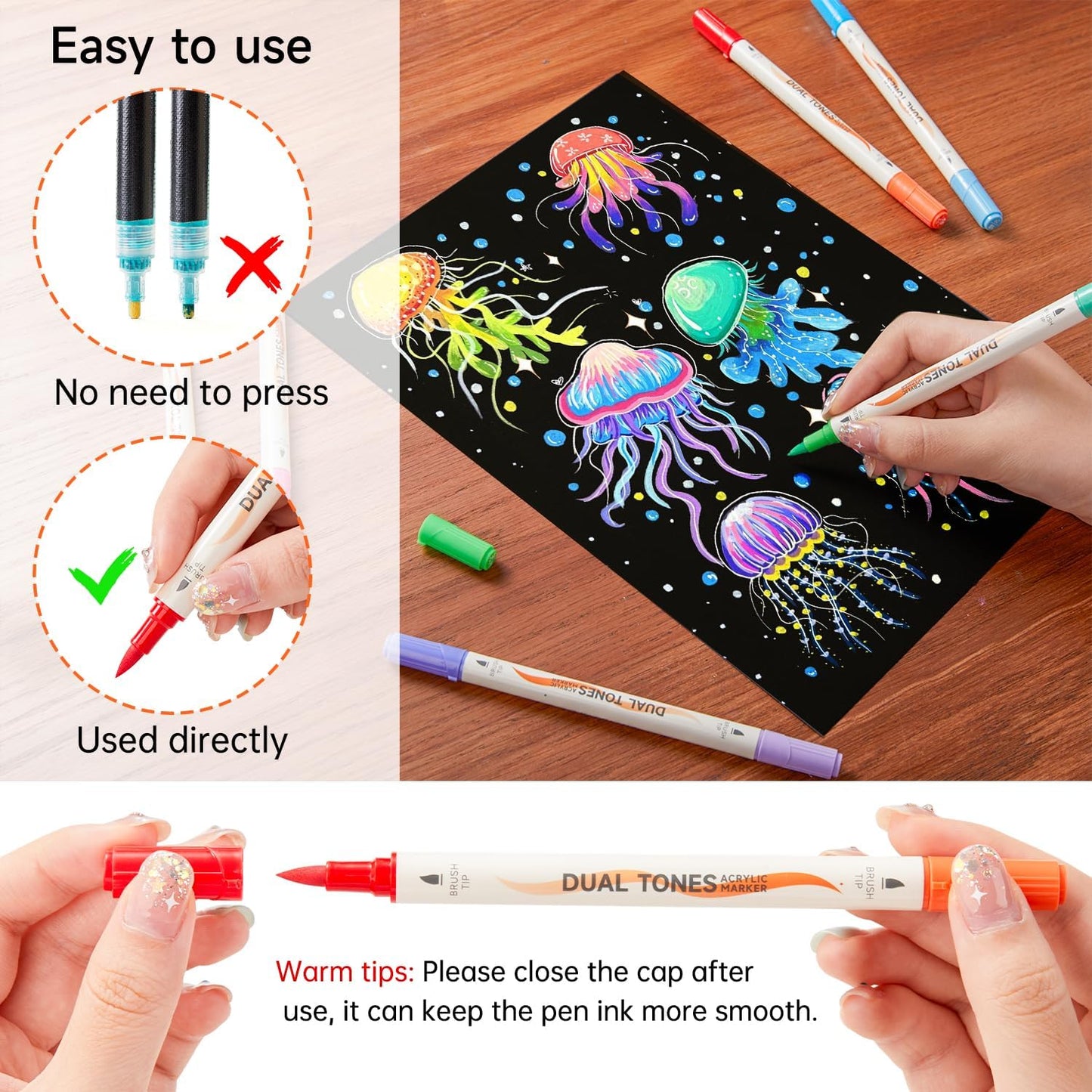 Shuttle Art 60 Pack Dual Tone Acrylic Paint Markers, 120 Colors Acrylic Paint Pens for Rock Painting, Ceramic, Wood, Canvas, Glass, Stone, Fabric, Card Making, DIY & Art Supplies