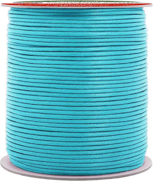 Mandala Crafts 2mm 109 Yards Turquoise Cotton Waxed Cord for Jewelry Making Bracelet Cord Waxed String - Beading String Thread Jewelry Cords for Necklaces String