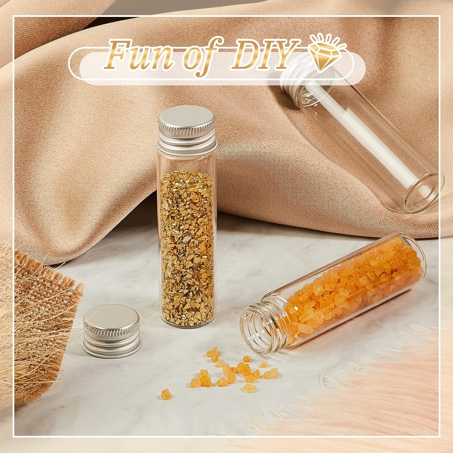 100 Pcs Small Clear Vials Spice Mini Jars with Lids Mini Glass Bottles with Screw Aluminum Metal Caps Tiny Jars Sample Containers for Powder Cream Cosmetic Jewelry Wedding (20 ml,Silver Caps)