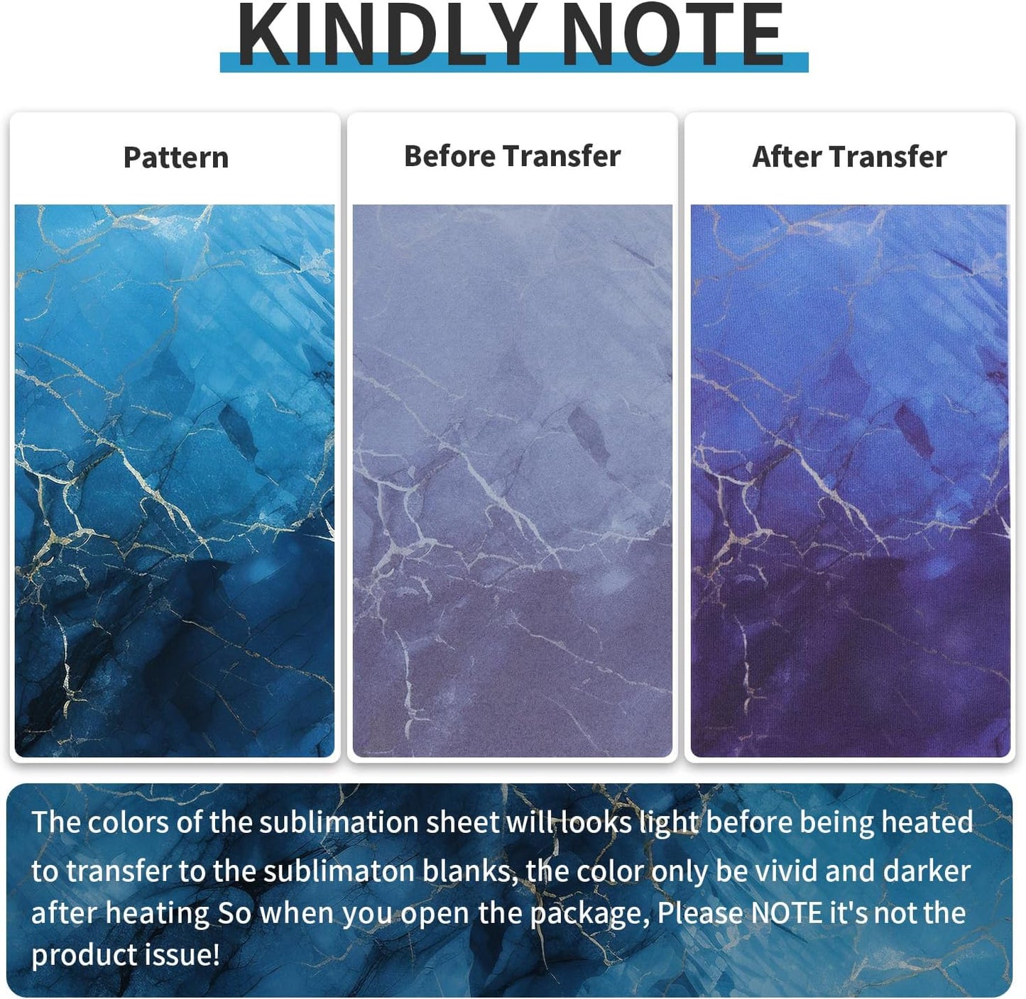 Sublimation Transfer Sheets for Heat Press Machine,12x12 Inch Blue Marble Sublimation Transfer Paper for Heat Press Machine, 6 Sheets