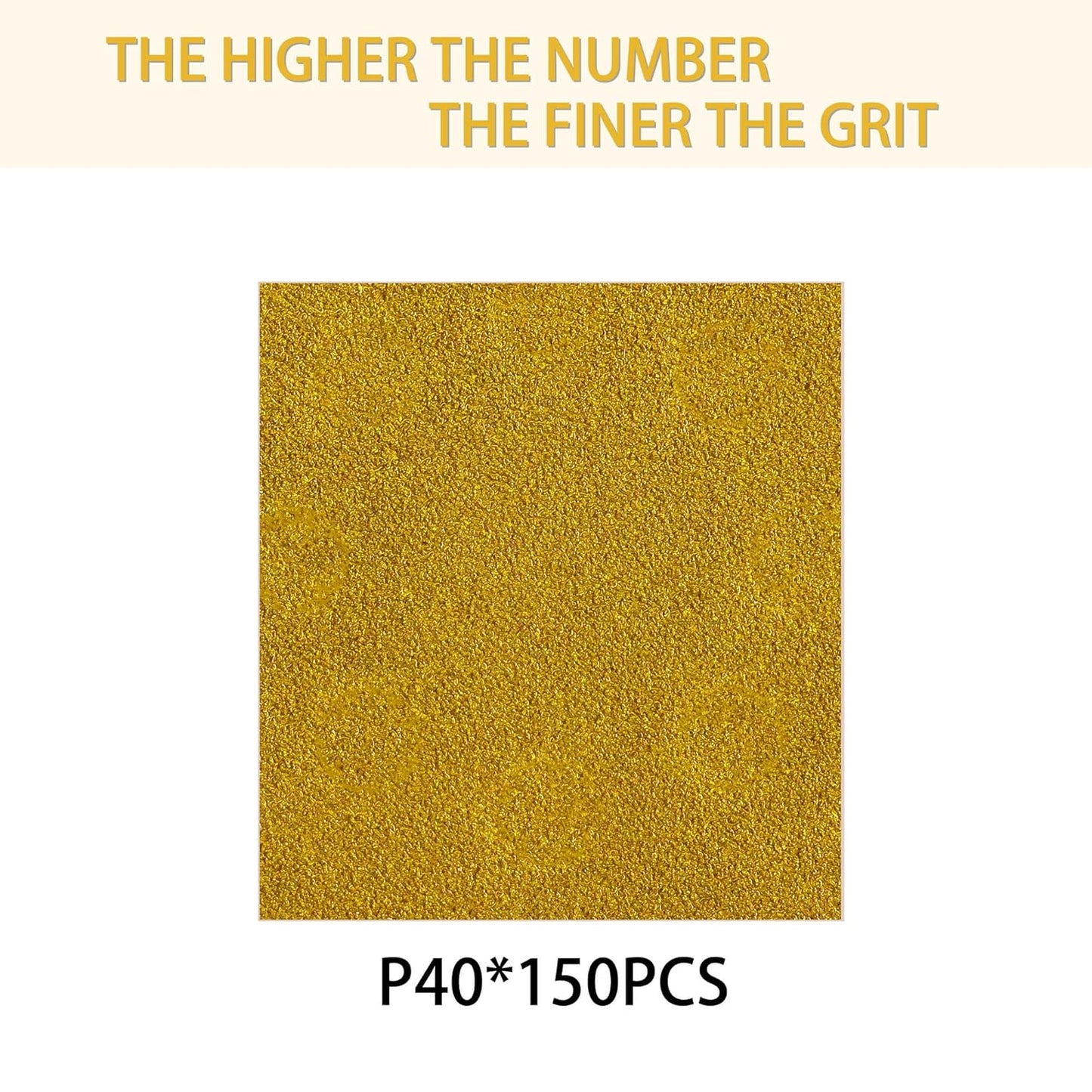 150PCS 40 Grit Gold Sanding Discs, 5-Inch 8-Hole Sandpaper for Random Orbital Sander, for Automotive or Woodworking