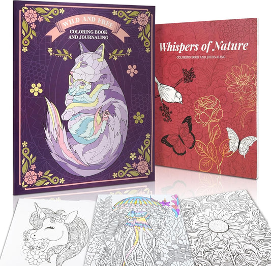 CONDA Coloring Book, 7.1 x 8.5 inches, 2 Books with Mindfulness Quotes, 96 Different Beautiful Patterns, Adult Coloring Book for Relaxation, Inspirational Books for Women Men