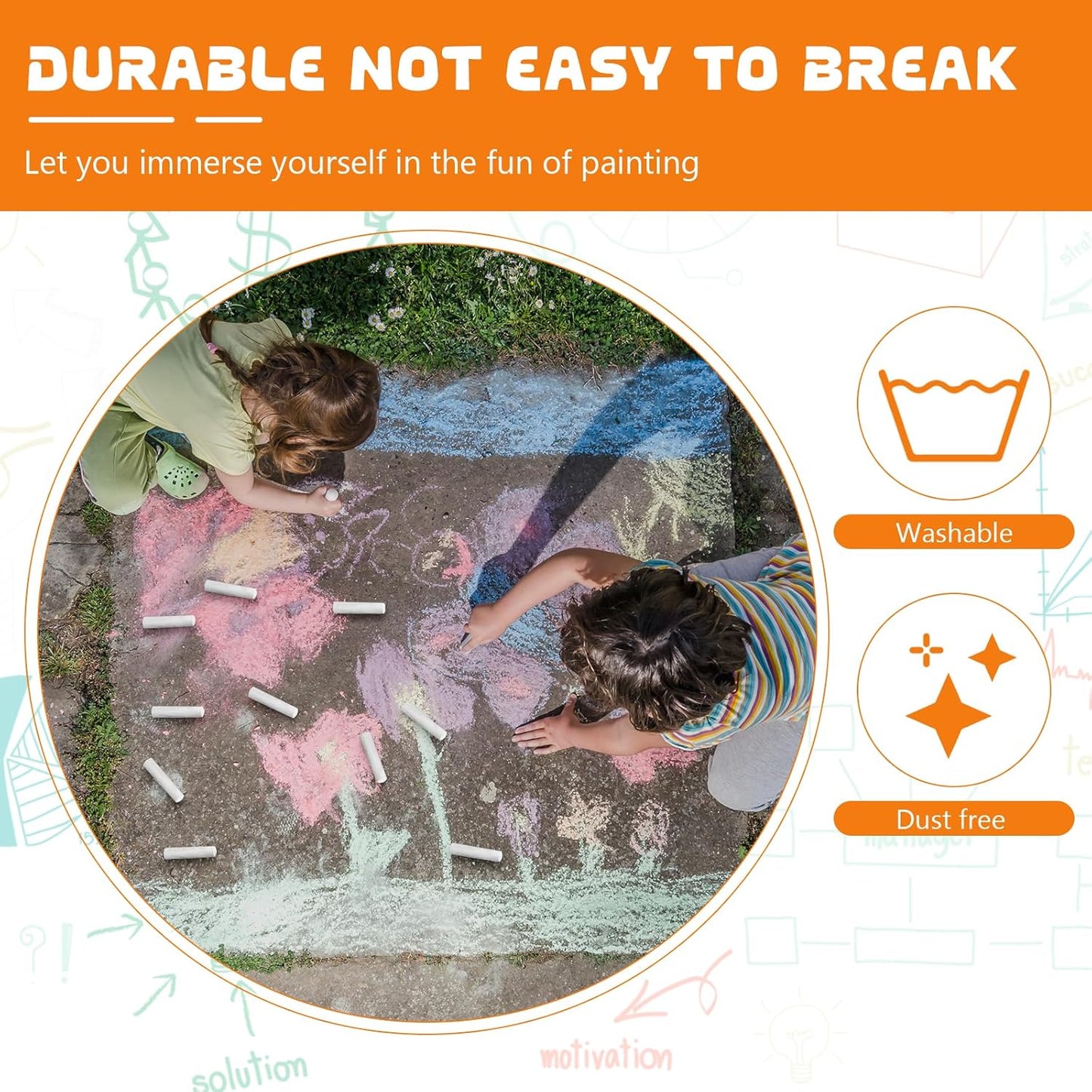 20 Pcs Sidewalk Chalks for Kids Non Toxic Jumbo Chalk for Party Gift Outdoor Art Classroom Play Painting (White)