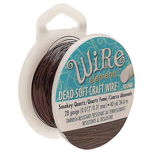 The Beadsmith Wire Elements Craft Wire – Tarnish Resistant, Soft Temper, Round, Smoke Quartz Color – 0.32mm, 28 Gauge, 40 Yard Spool – Jewelry Making, Wire Wrapping, & Other DIY Crafts