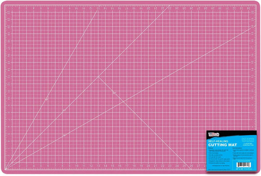 U.S. Art Supply 24" x 36" Self-Healing Cutting Mat 5-Ply - Double-Sided Pink/Blue Craft Mat, Non-Slip Cutting Mats for Crafts, Sewing, Quilting, Scrapbooking