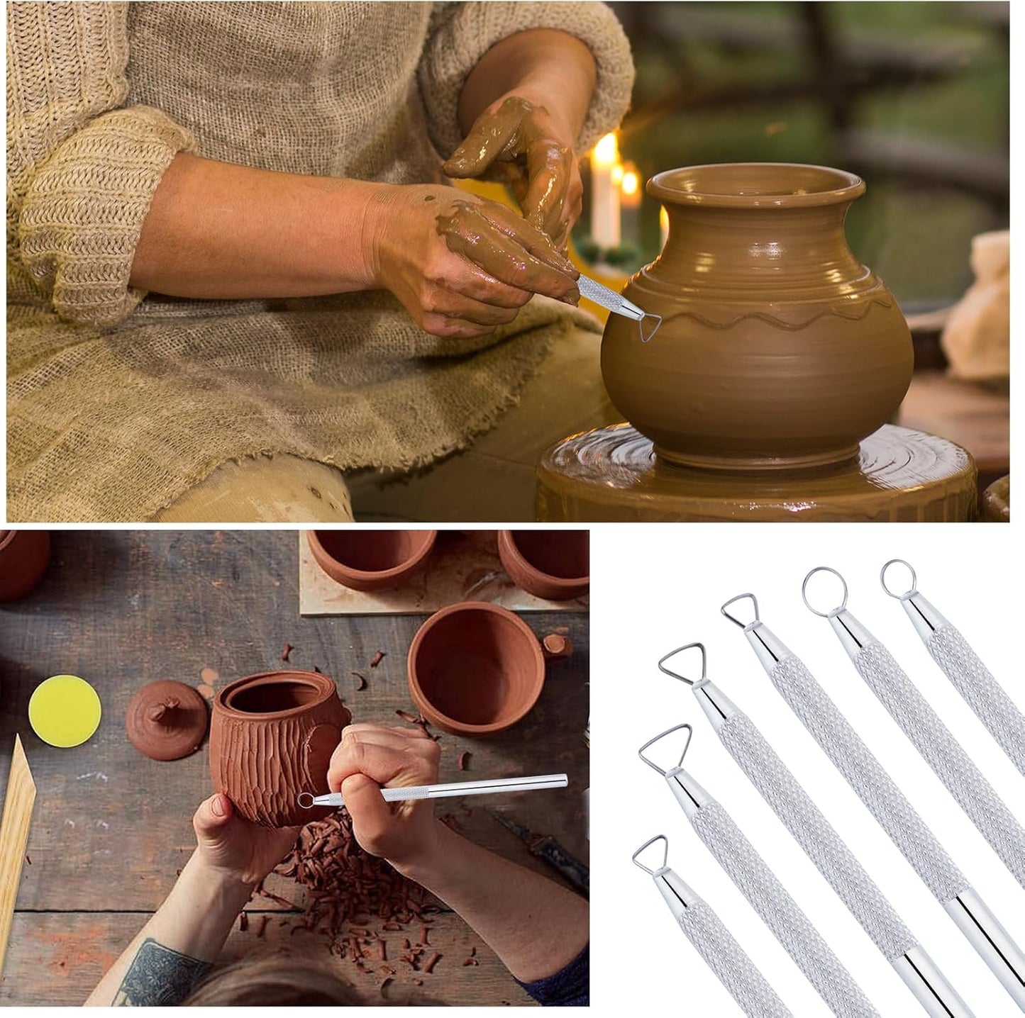 6Pcs Clay Tools Pottery Tools Clay Sculpting Tools Mini Ribbon Cutter Metal Tools Set Carving Art Polymer Clay Tools