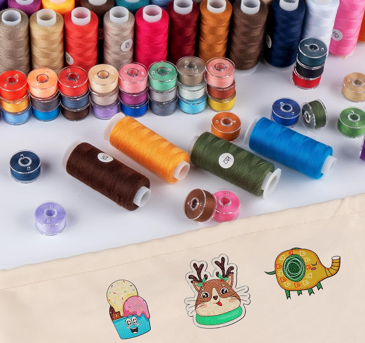 Thread for Sewing, 144 Pcs Bobbins Sewing Thread, 60 Colors Polyester Sewing Thread Spools, 500 Yard Prewound Bobbins Thread, Sewing Supplies for Beginners, Stitching, Travel, DIY