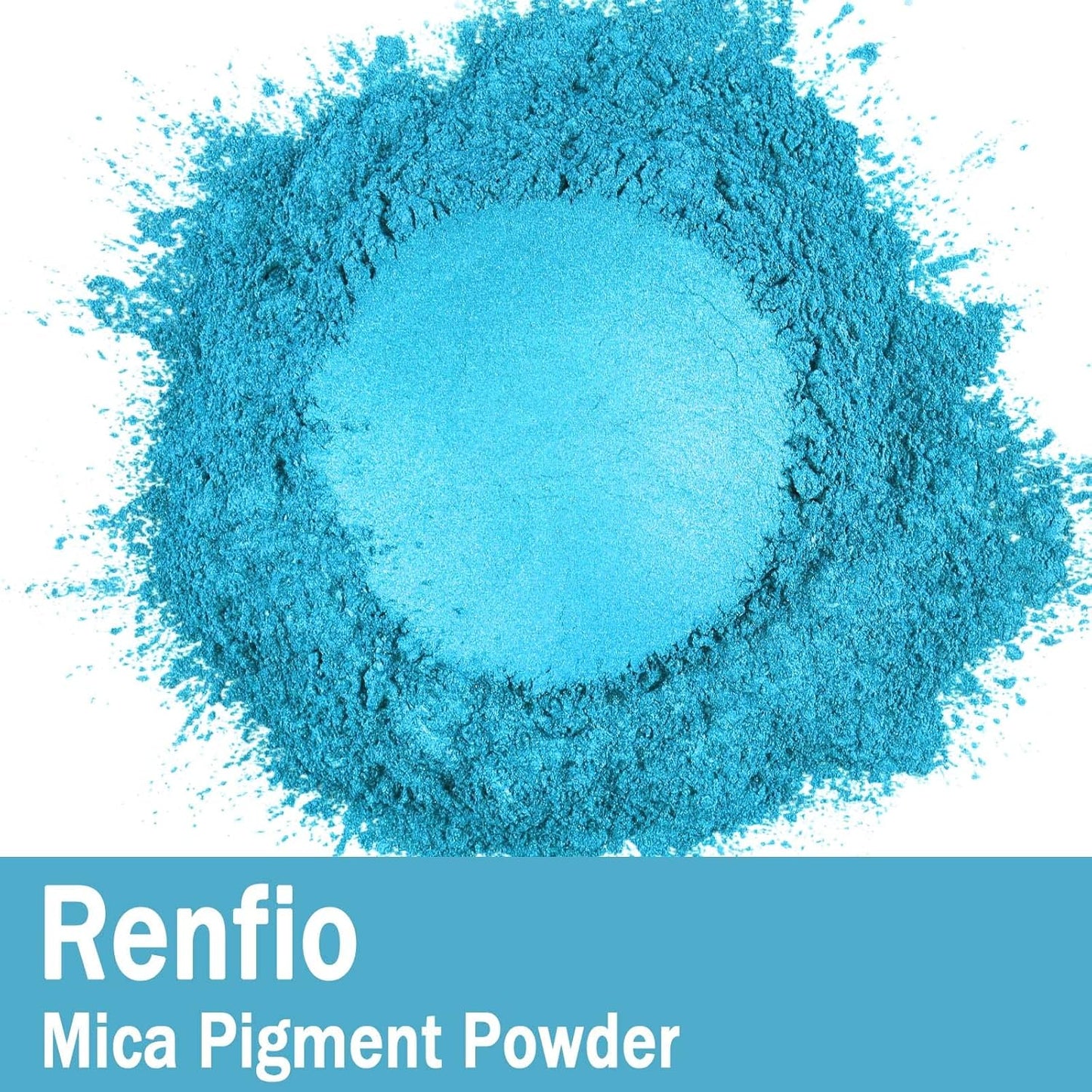 Renfio 100g Mica Powder Pigment, Metallic Natural Dye Mineral Pearl Shimmer Epoxy Resin Dye for Painting Soap Making Slime Bath Bombs 3.5 Oz - Atomic Blue
