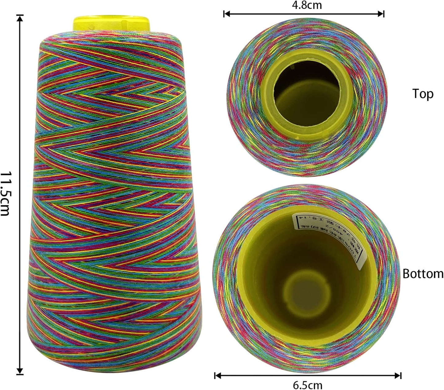Tortoise 4 Cones of 3000 Yards Each Spool Thread for All Purpose, Serger, Overlock, Quilting, Sewing Machine - 40S/2 Rainbow-3 Polyester Thread