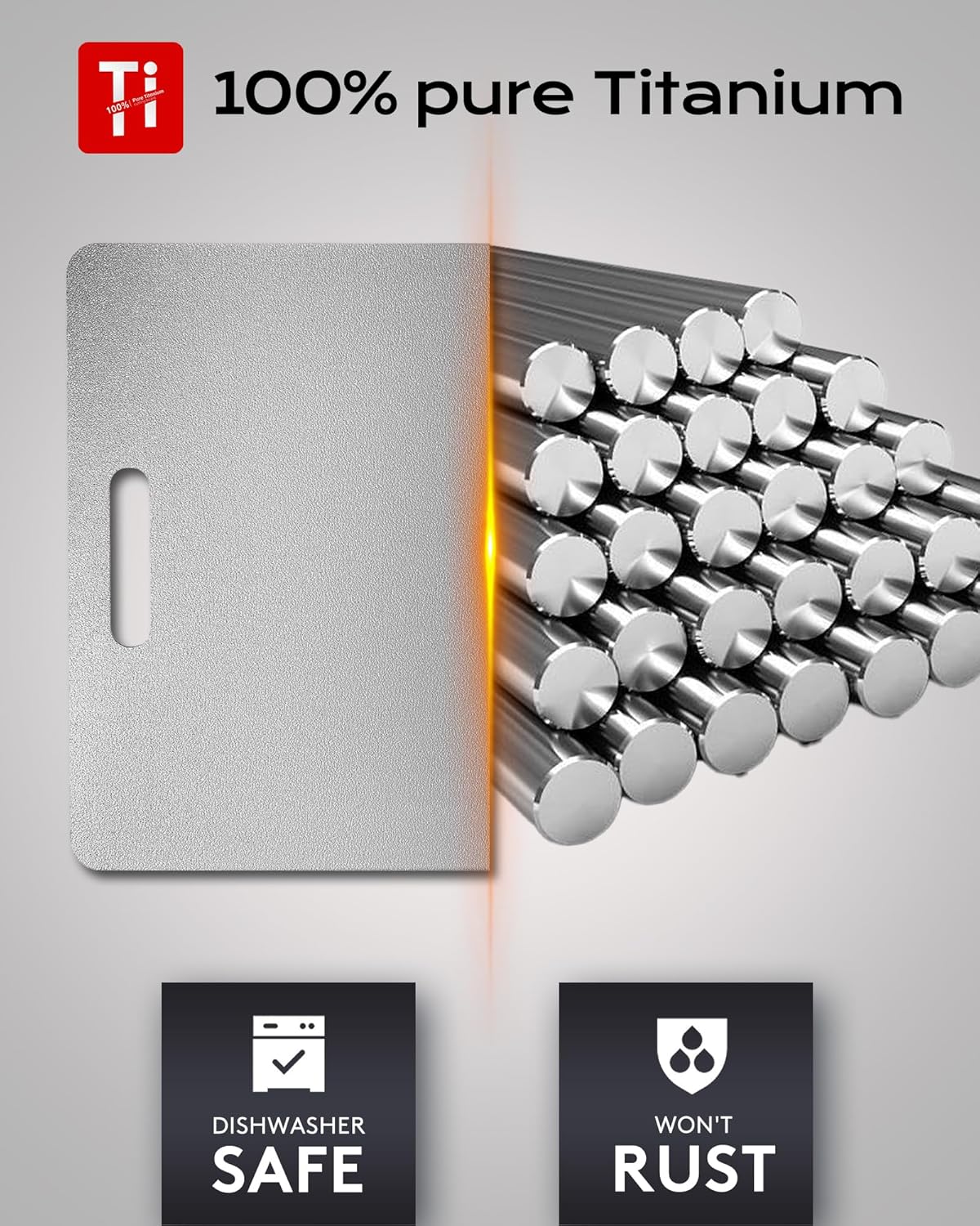 Titanium Cutting Boards for Kitchen, Set of 3 Food Grade 100% Pure Titanium Double-Sided Chopping Boards, Non-Toxic, Dishwasher Safe, Easy to Clean – 10", 12", 16"