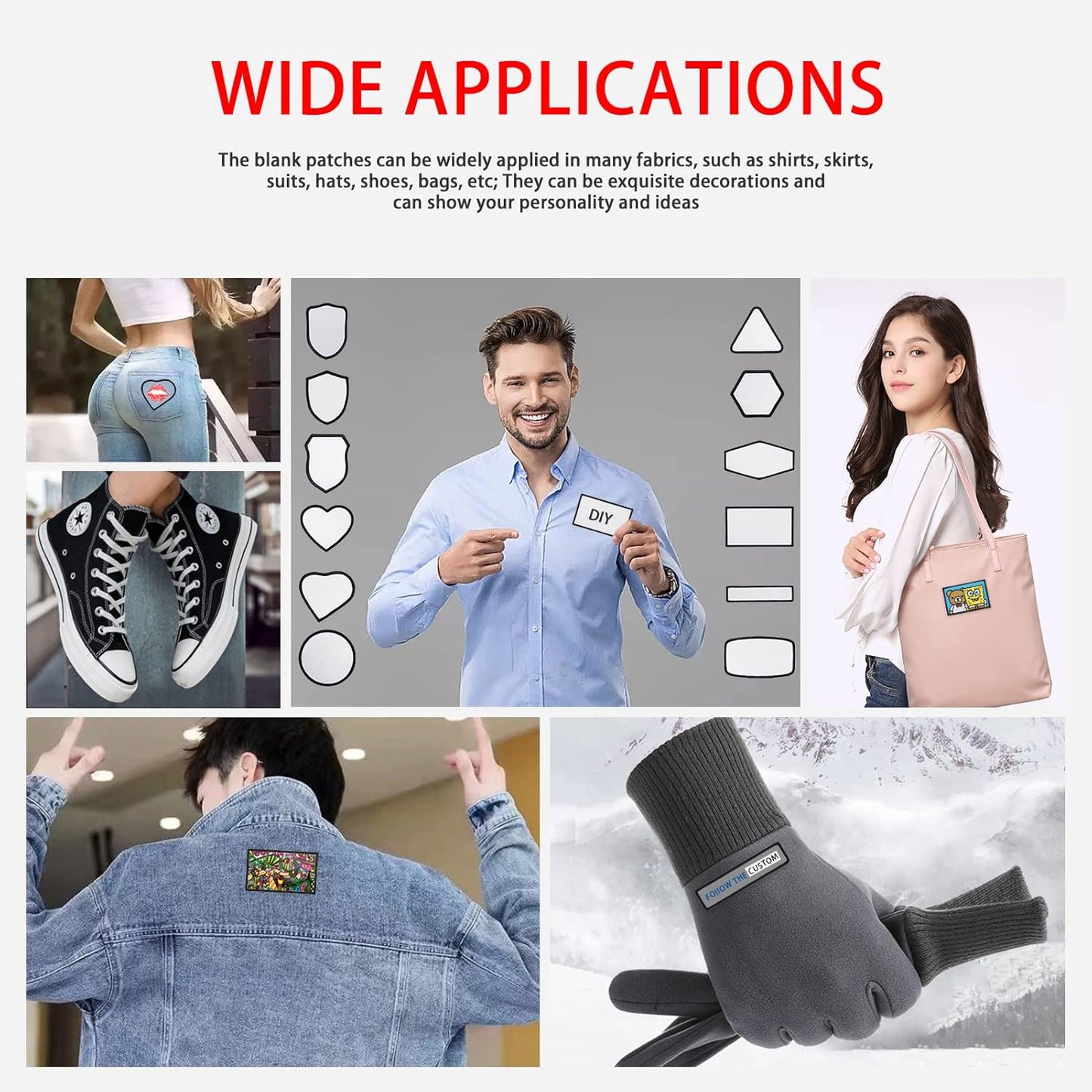 GUX 60 Pieces 4 Colors Round Patch Iron-on Sublimation Blanks Patches Fabric Patch Blanks Repair Blank Patches for DIY Hats Shirts Shoes Jeans Bags Supplies (4Colors Round Mixed / 60PCs)