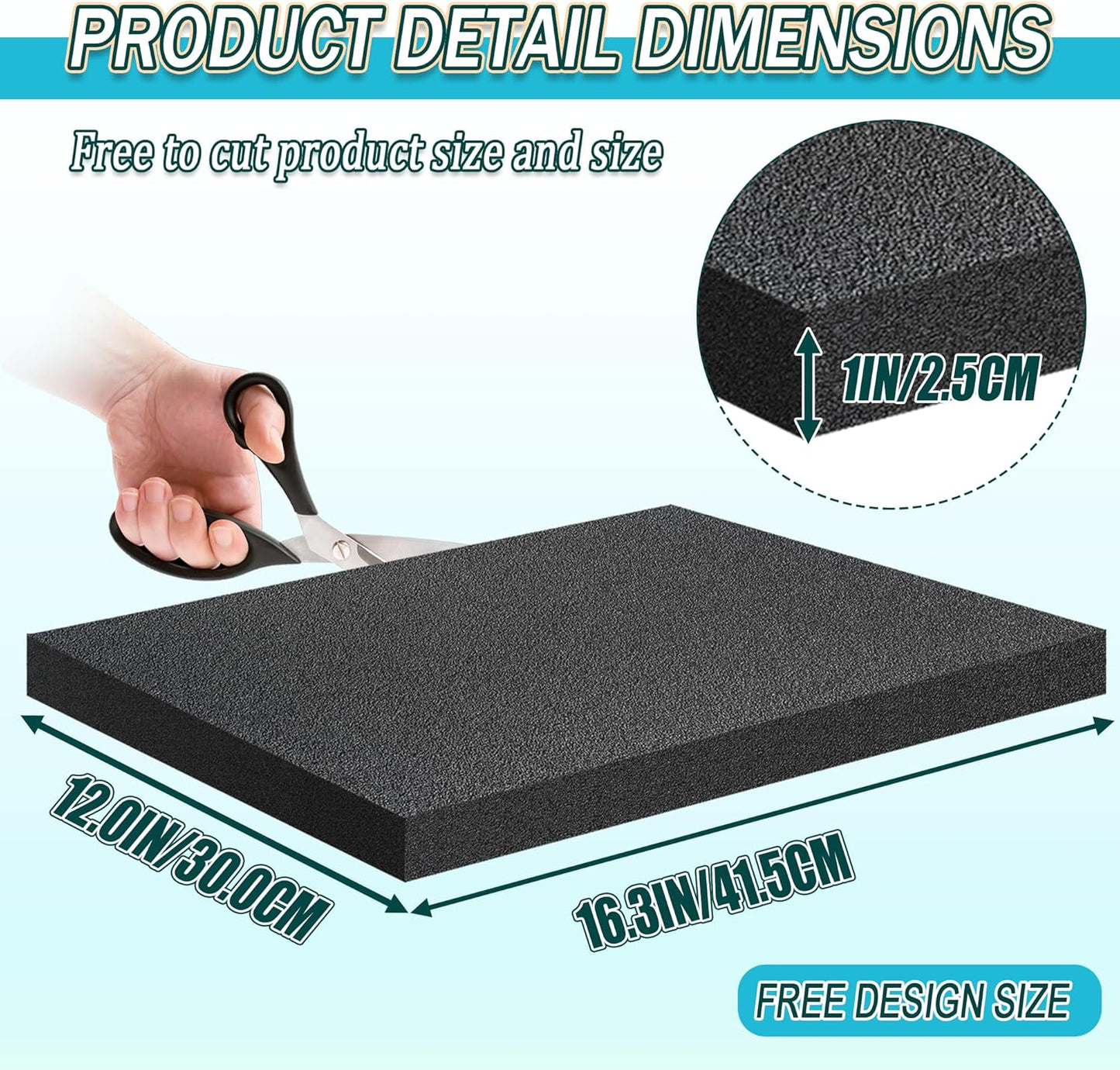 2 PCS Black Foam Padding- 16x12x1 Inch Polyurethane High Density Foam Cuttable Black Sheet Pad Cushioning Inserts for Packing Cases and Crafts