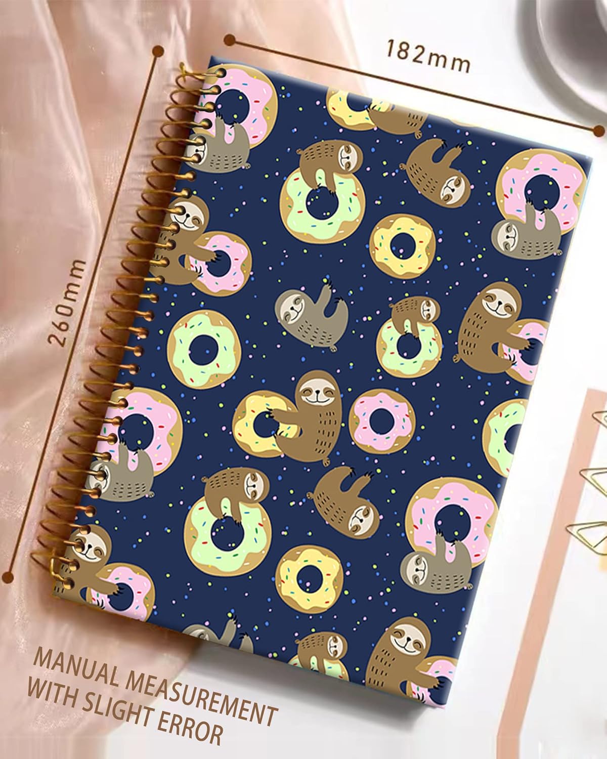 iampanda Spiral Journal Notebook,Cute Strong TwinWire Binding with Premium Paper for Girl Women,60 Sheets A5 College Ruled NotebookJournal,Perfect for School Office Home Gifts,Sloth with Sweet