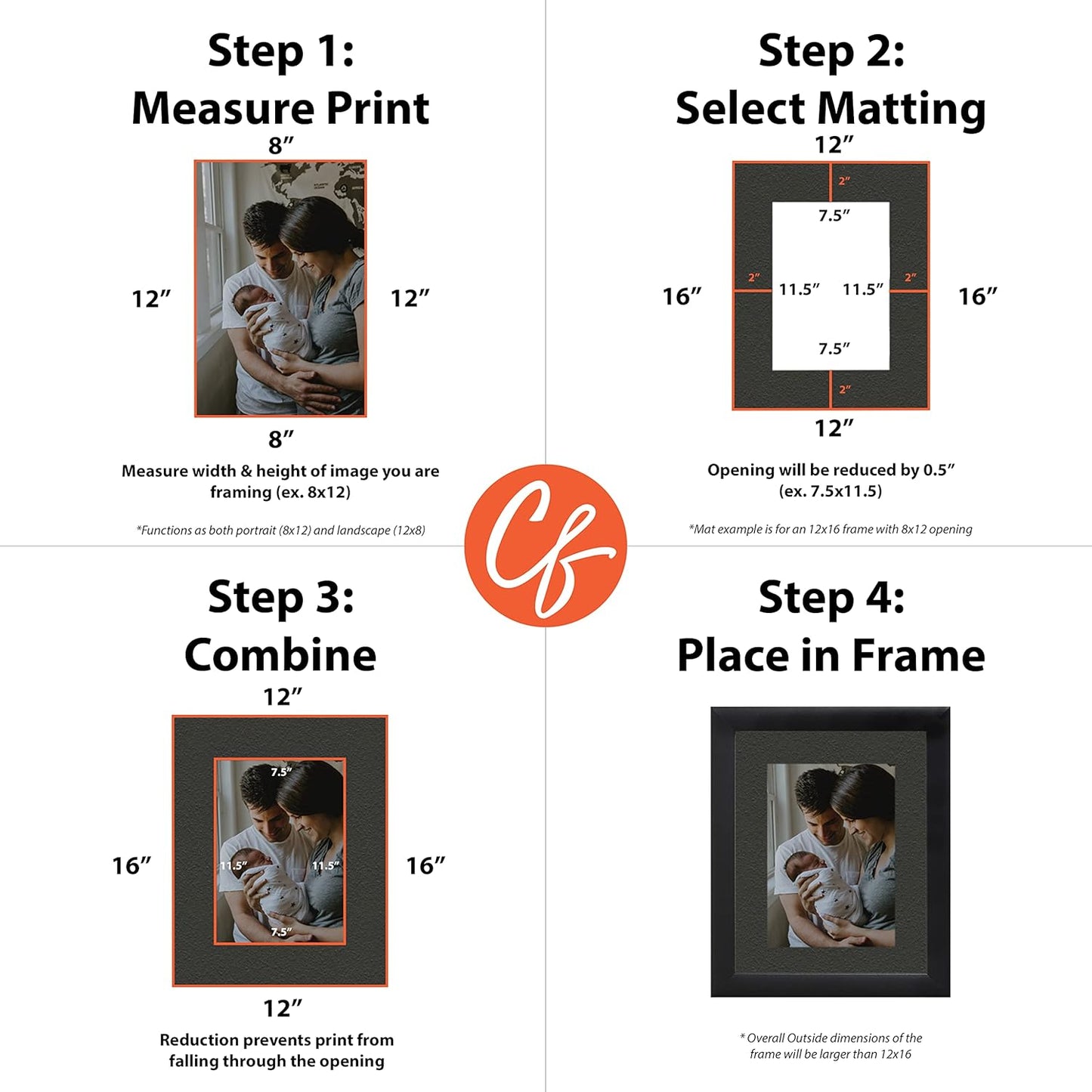 Craig Frames B572 Pre-cut Mat Board for 4x6 Print, 5x7, Pebble Black