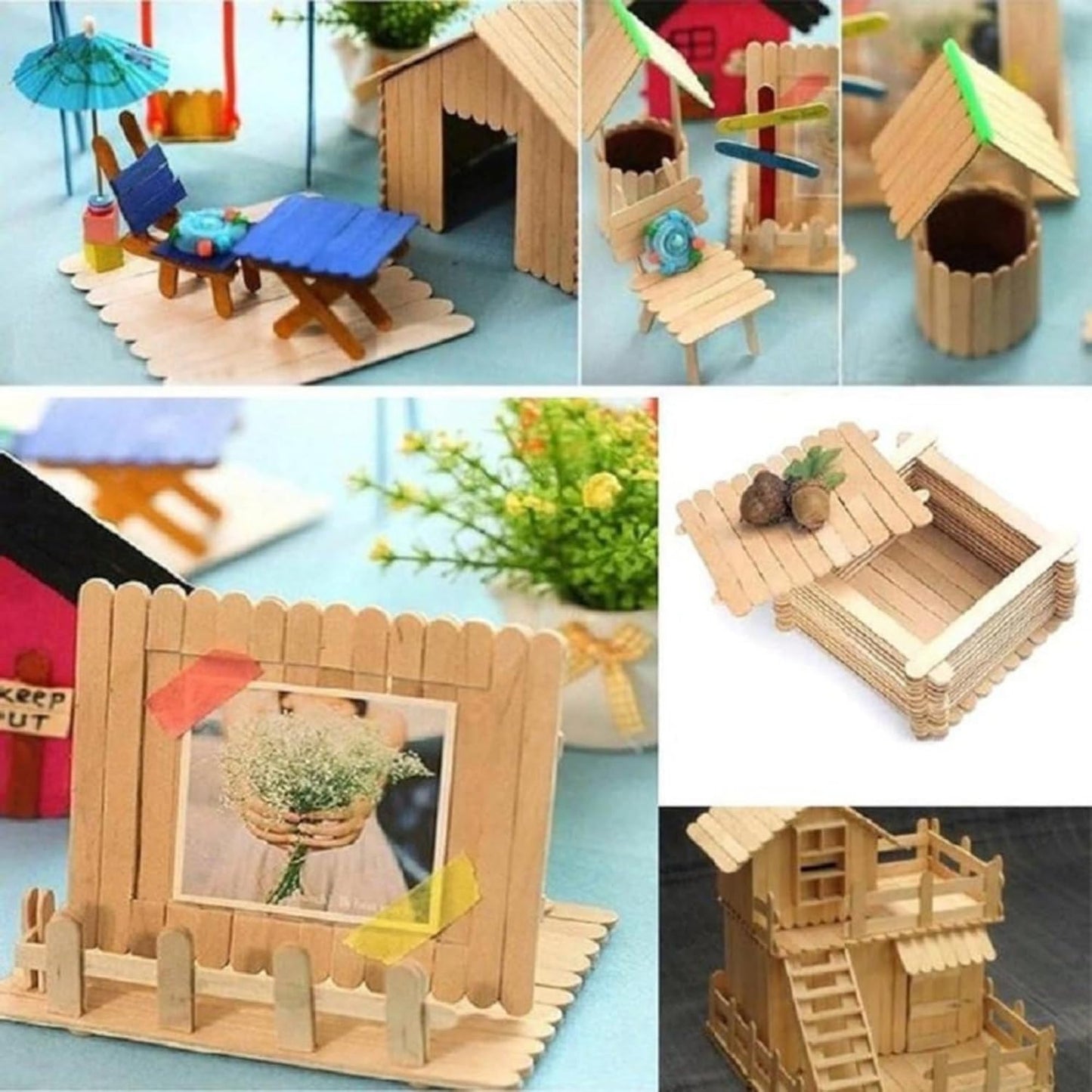Jumbo 6 Inch Wooden Multi-Purpose Popsicle Sticks,Craft, Ice Cream, Wax, Waxing, Tongue Depressor Wood Sticks [5000 Count]