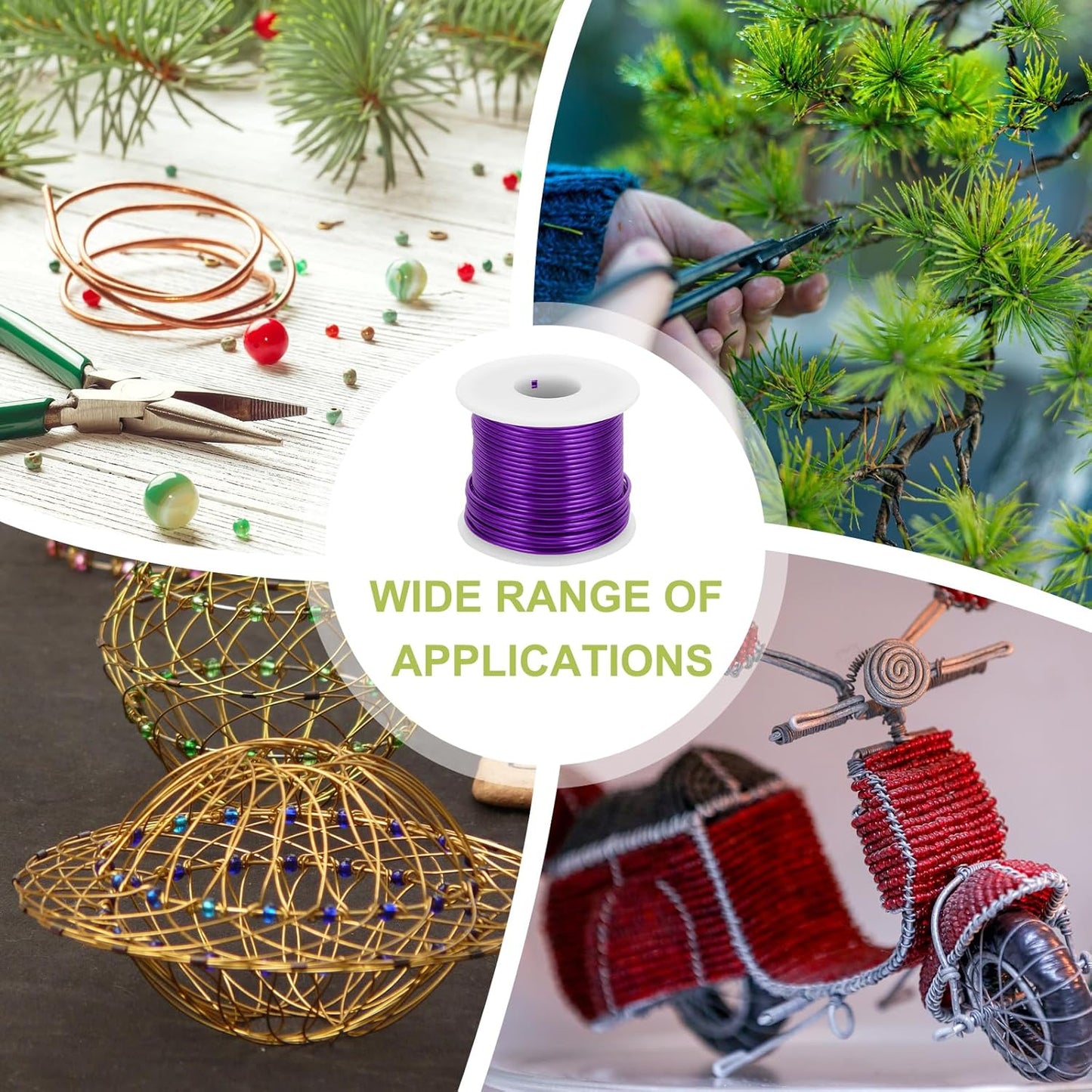 MECCANIXITY 12 Gauge Anodized Aluminum Craft Wire Bendable Bonsai Training Wire 98 Feet 2mm for Sculpting Crafts Wreath Floral Beading Jewelry Making, Purple