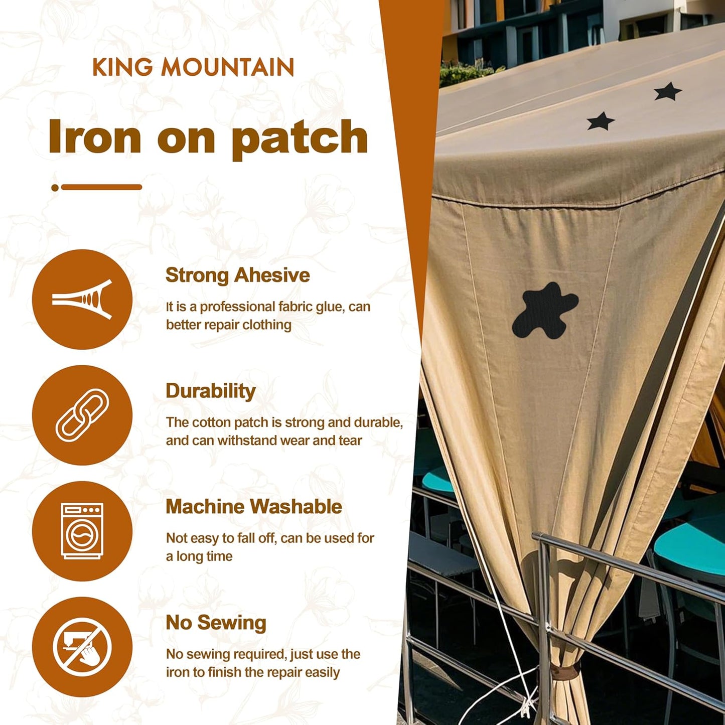 Iron on Patches, 8 Pieces Iron on Canvas Patches, Fabric Patches for Couch, Tent, Clothing, Seat, Canvas Repair Decorating Kit 3.7" by 4.9" (9.5 cm x 12.5 cm, Dark Blue)