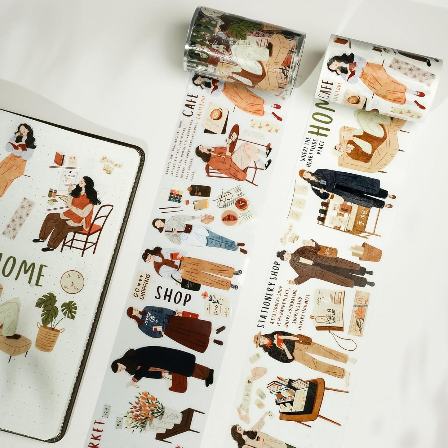 WT Pre-Cut Planner’s Day PET Tape Set, 2 Rolls, Original Designs, Waterproof Decorative Masking Tape for Journals, Planners, Scrapbooking, DIY Paper Projects