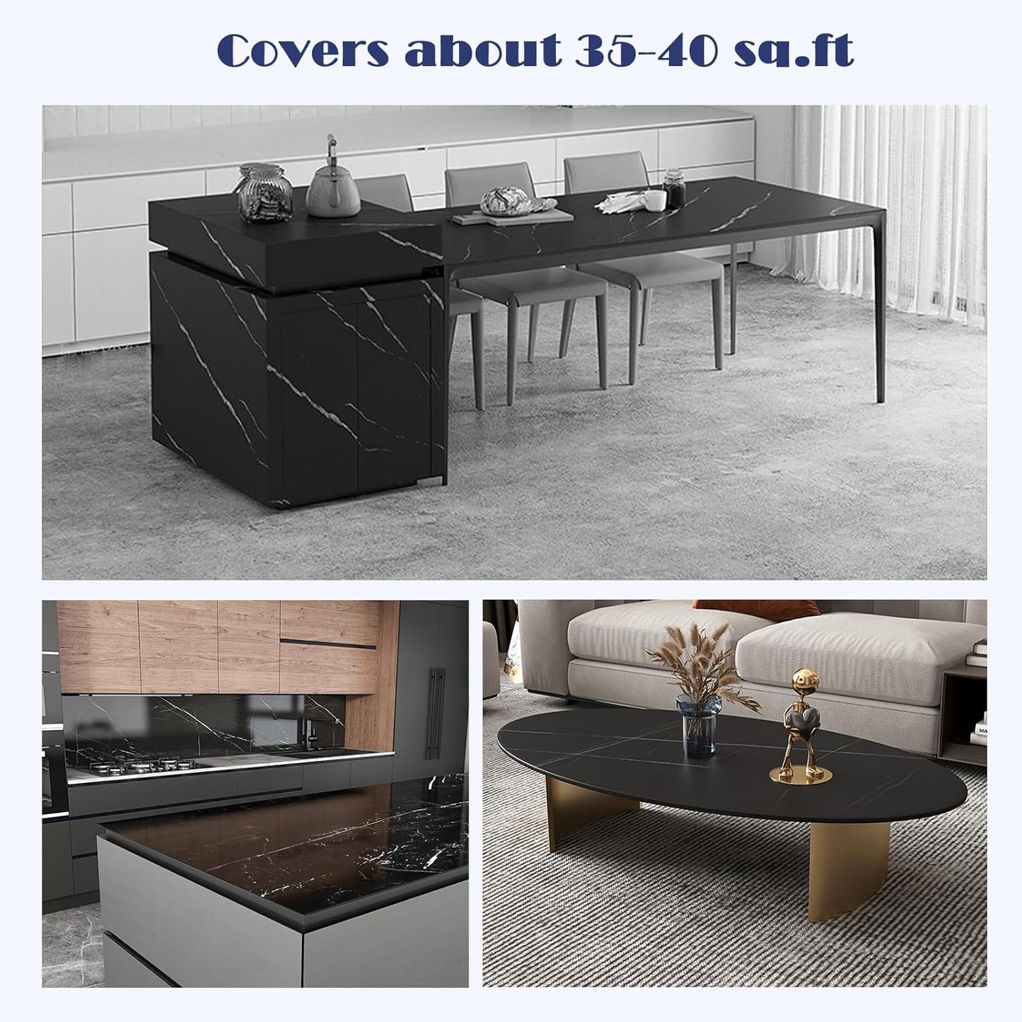 NADAMOO Black Marble Countertop Paint Kit for Kitchen Bathroom, Counter Top Refinishing Kit Cover Up to 35 SQ. FT.