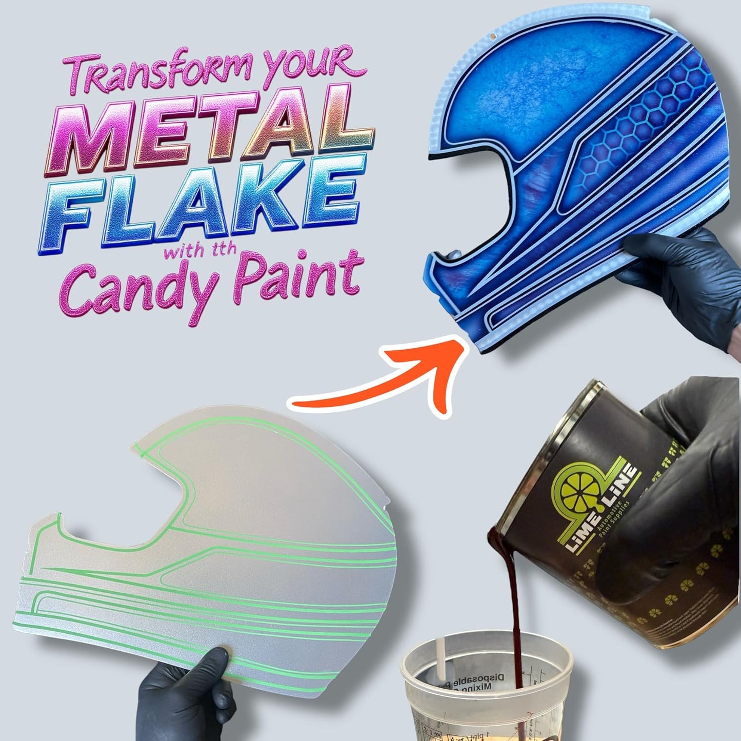 LiME LiNE Sprayable Metal Flake Paint Additive: Solvent Resistant Glitter for Automotive Custom Painting (Silver Iridescent.)