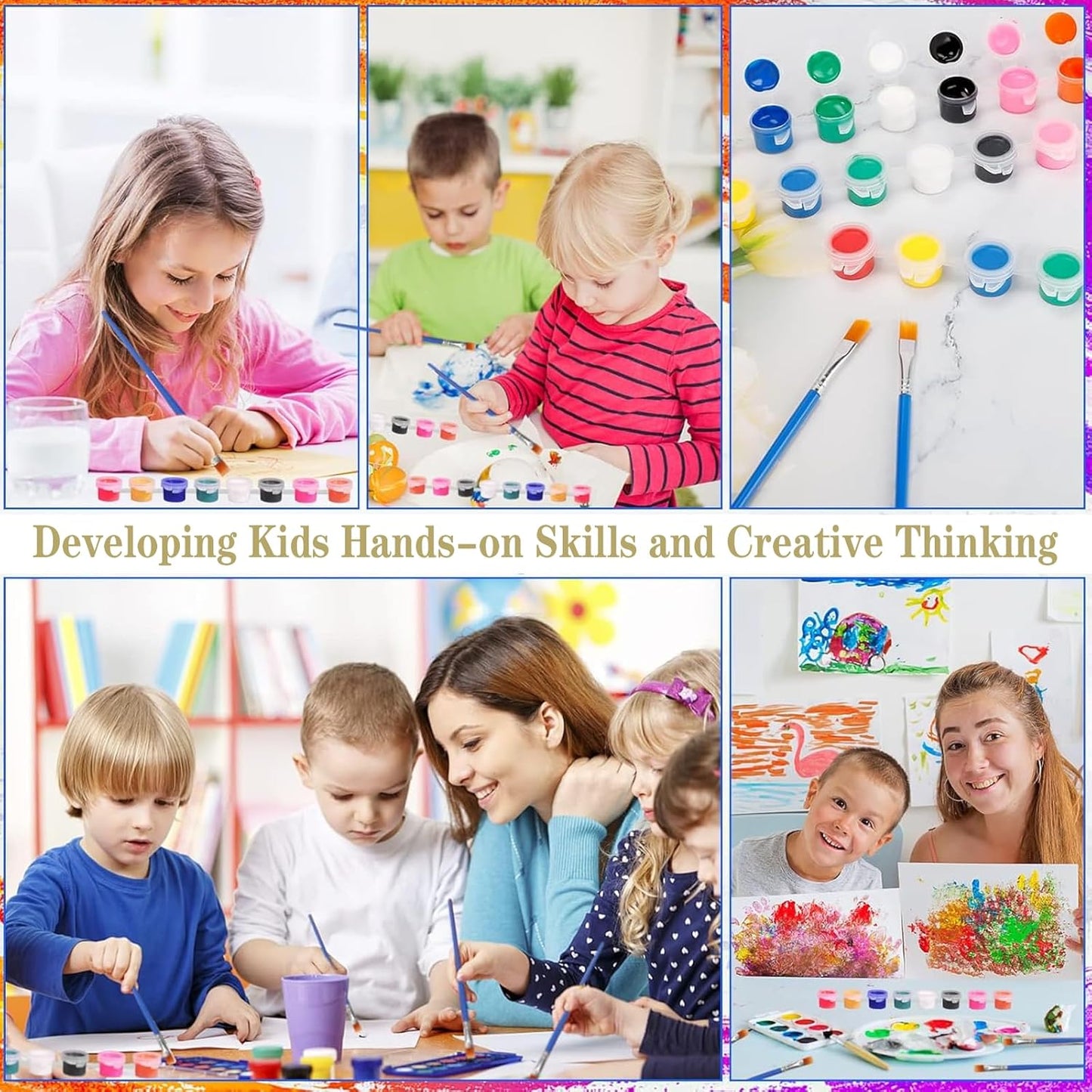 280 Pcs Mini Acrylic Paint Set for Kids, 12 Colors Washable Acrylic Paints Strip for Kids&Adults Craft Kit, with Mini Painting Container for Easter Eggs Art Craft Easter Gifts Party Birthday