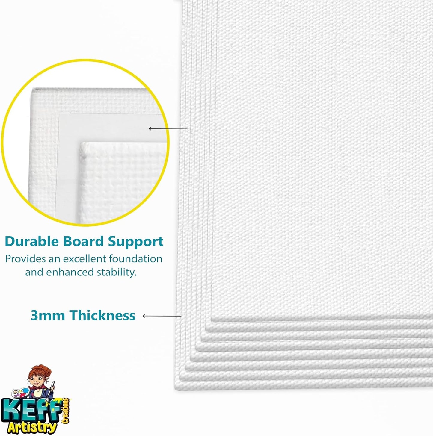 KEFF 12-Pack Bulk Canvas Boards, 9x12 Canvas for Acrylic, Oil, Watercolor, Tempera - 100% Cotton Primed Painting Canvas