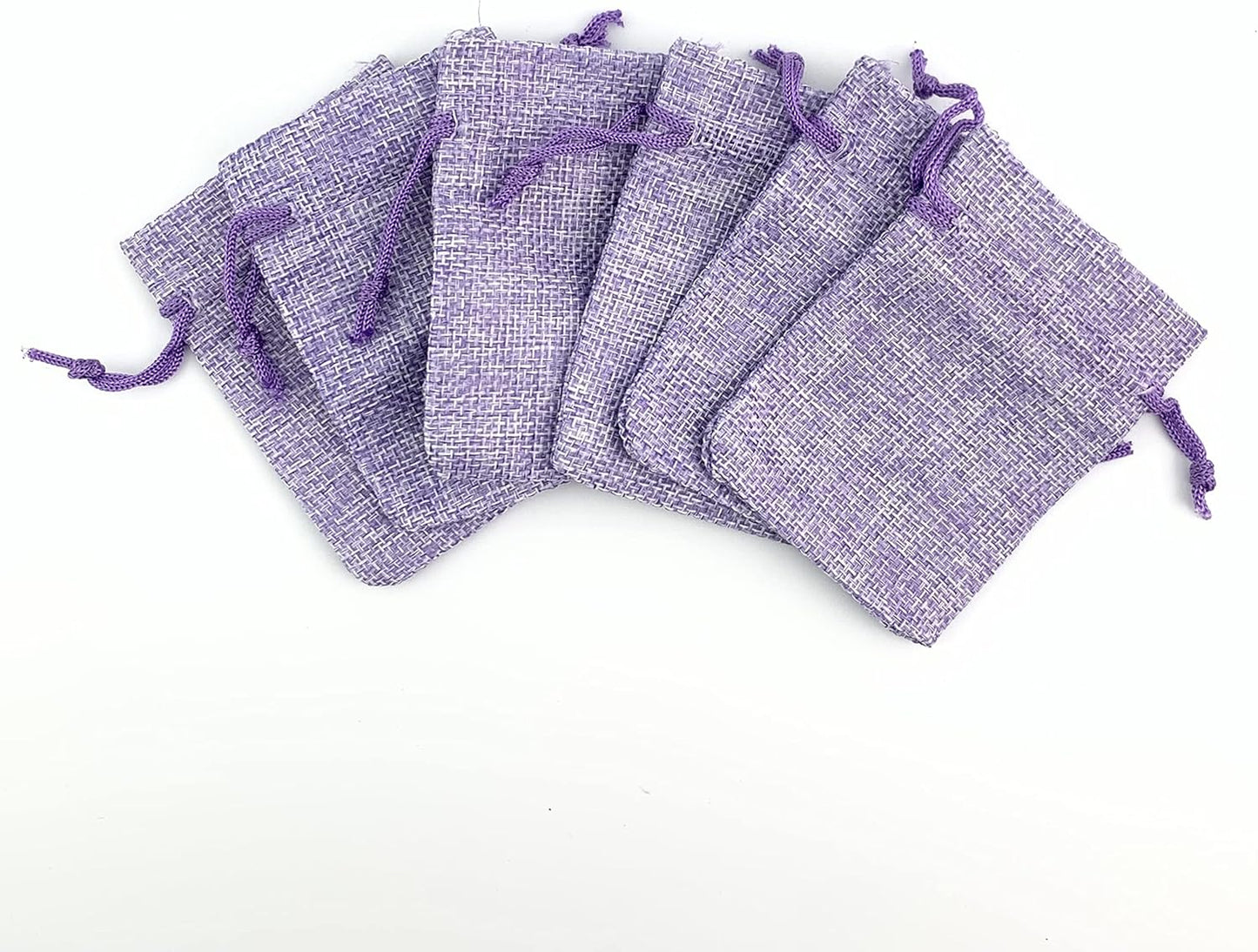 Palmhomee Pack Of 25 Burlap Gift Bags with Drawstring Linen Jewelry Pouches Wedding Hessian Jute Bags for Birthday and Treat Pouches Party Wedding Favors Gift (3.6x4.8 Inch, Lavender)