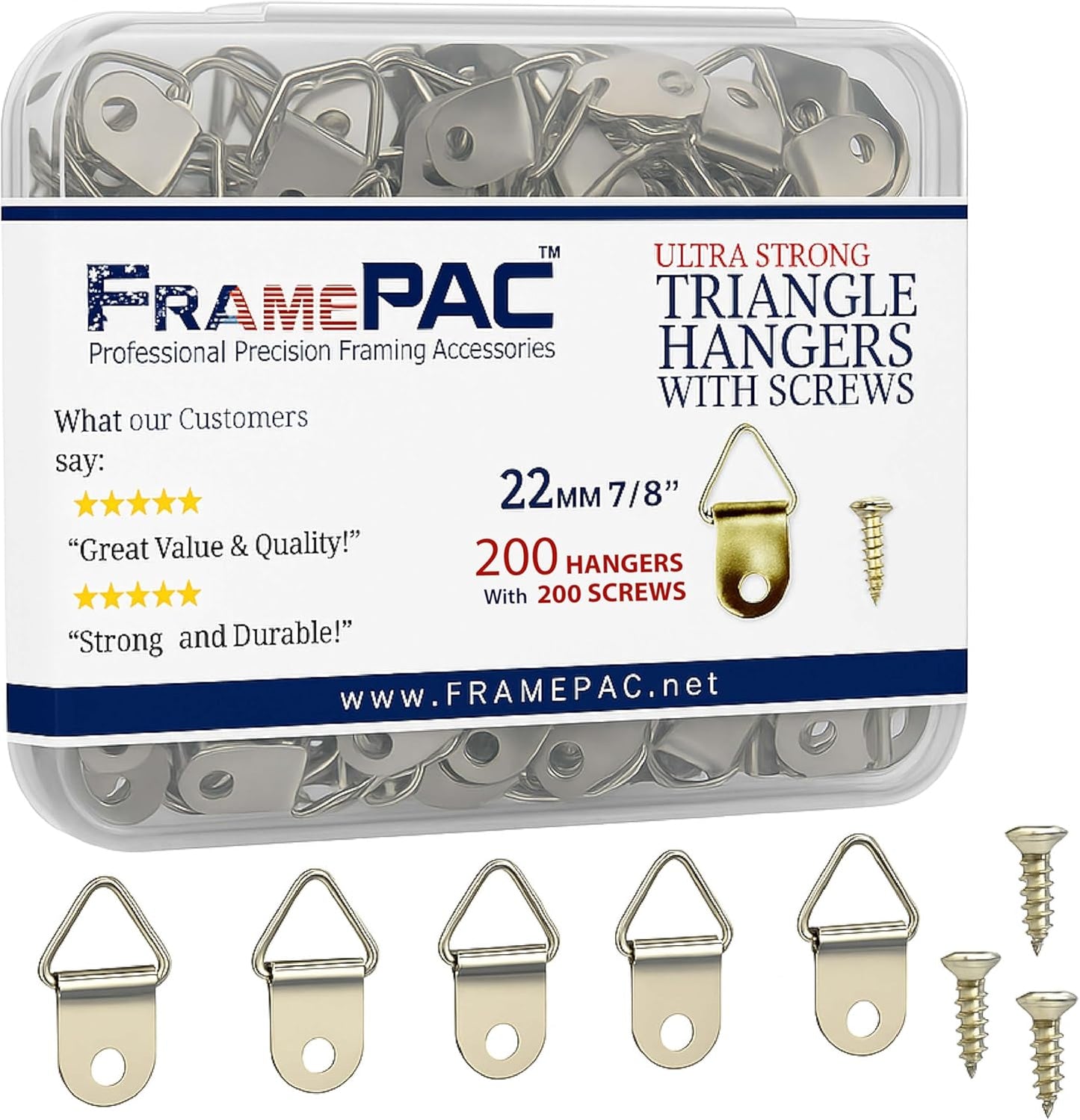 200 Pack Picture Hangers with Screws, Small Triangle Ring, D Rings for Clock, Decoration, Mirror, Paintings, Artwork Picture Frame