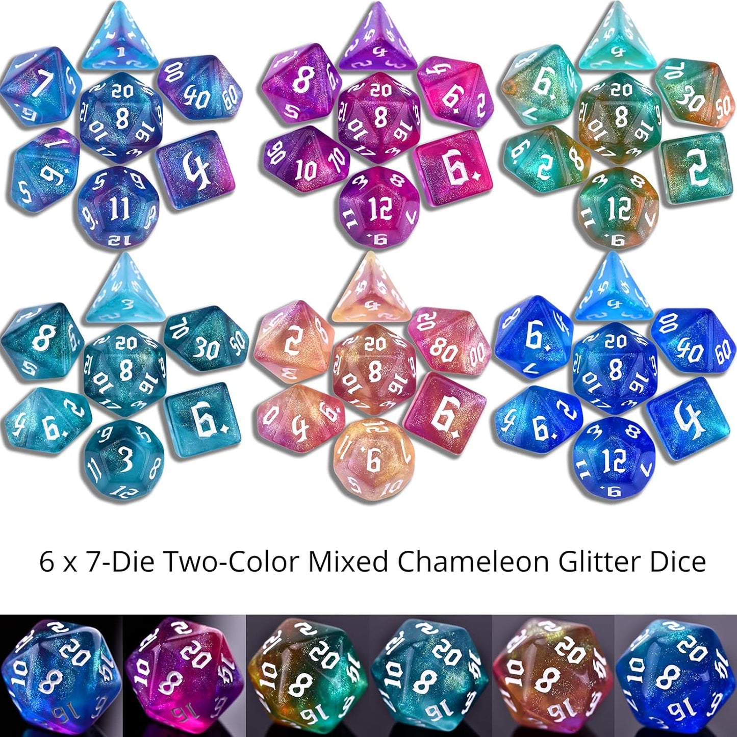 RPG Dice Sets 30 X 7-Die DND Polyhedral Dice (210pcs) with a Large Drawstring Bag for Dungeons and Dragons Tabletop Role Playing Games