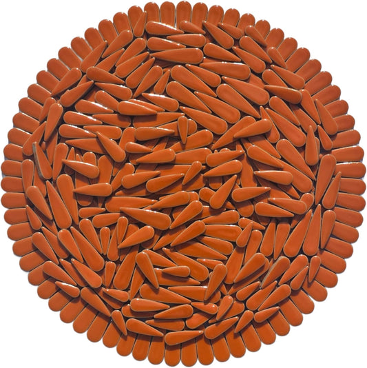 200g Petal Droplet Shaped Ceramic Mosaic Tiles for Crafts, Vibrant Colors, Ceramic Tiles for Mosaic Making Kits, DIY Arts and Crafts (Orange)