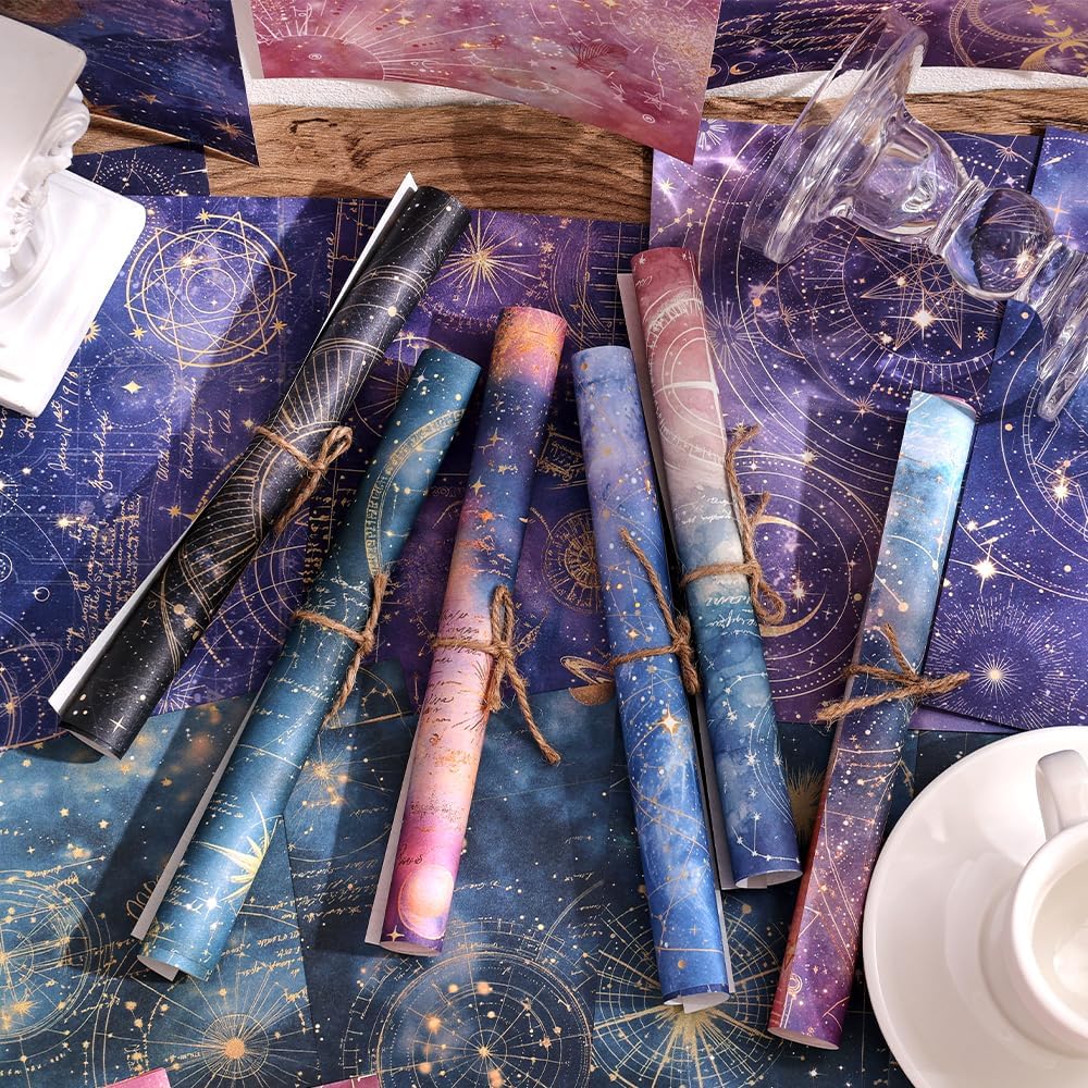 160 Sheets of Starry Sky Scrapbook Paper, journaling Scrapbook Supplies Craft Collage Paper Set, Junk Journal Bullet Journal Poster Room Decor for Card Making Decorative Gifts