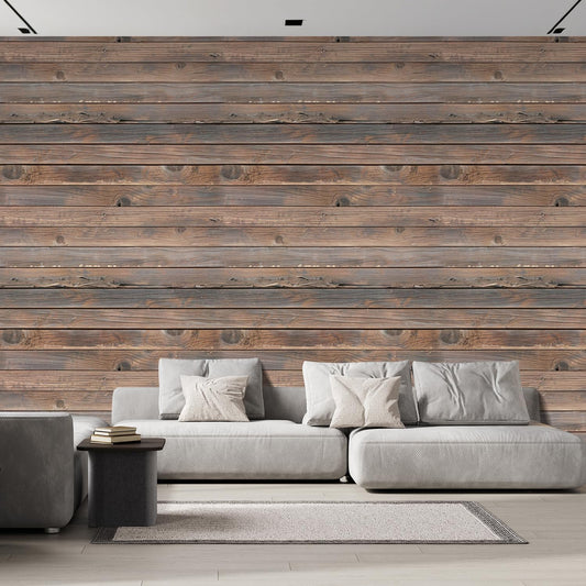 wall26 Horizontal Brown Vintage and Retro Wood Textured Paneling, Wall Mural, Removable Wallpaper, Home Decor - 108x168 inches
