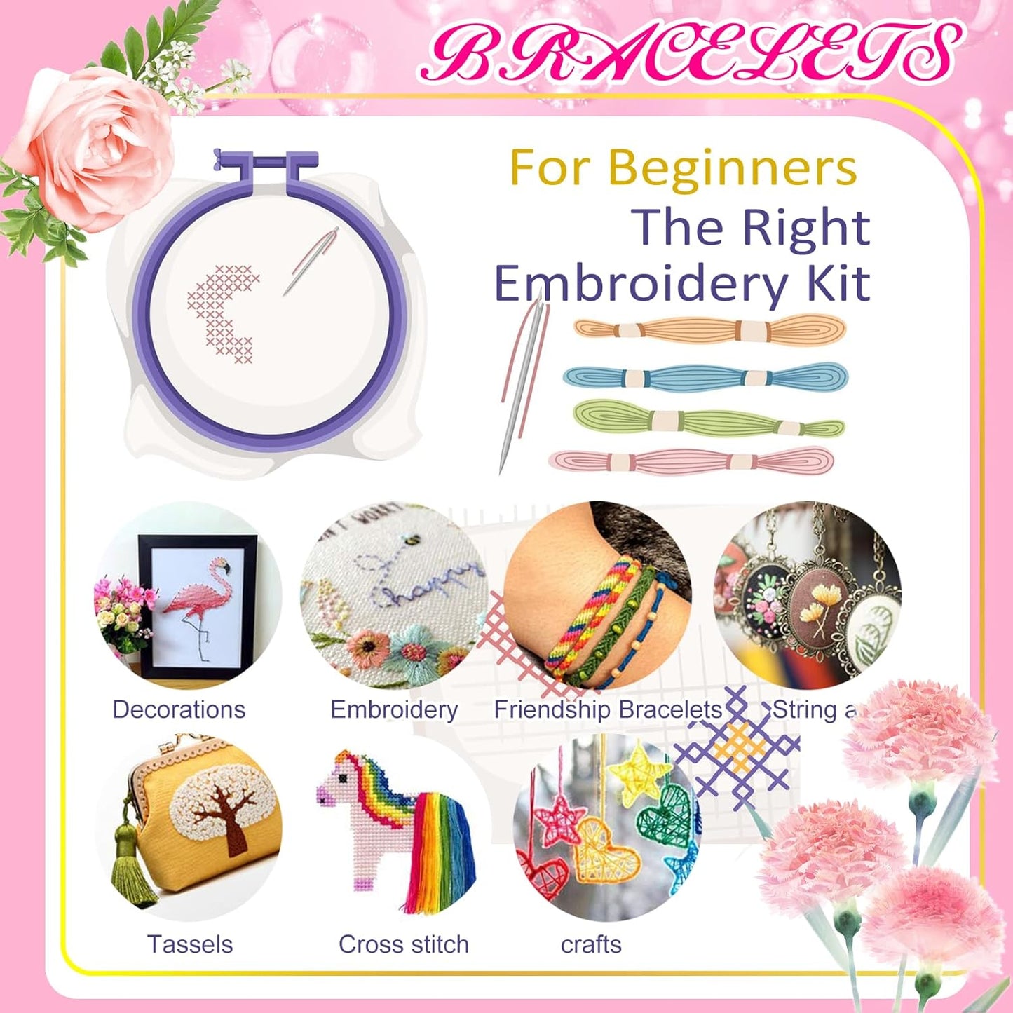 Friendship Bracelet String 50 Skeins Fashionable Rainbow Color Embroidery Floss Cross Stitch Embroidery Thread Cotton Floss Bracelet Yarn, Craft Floss