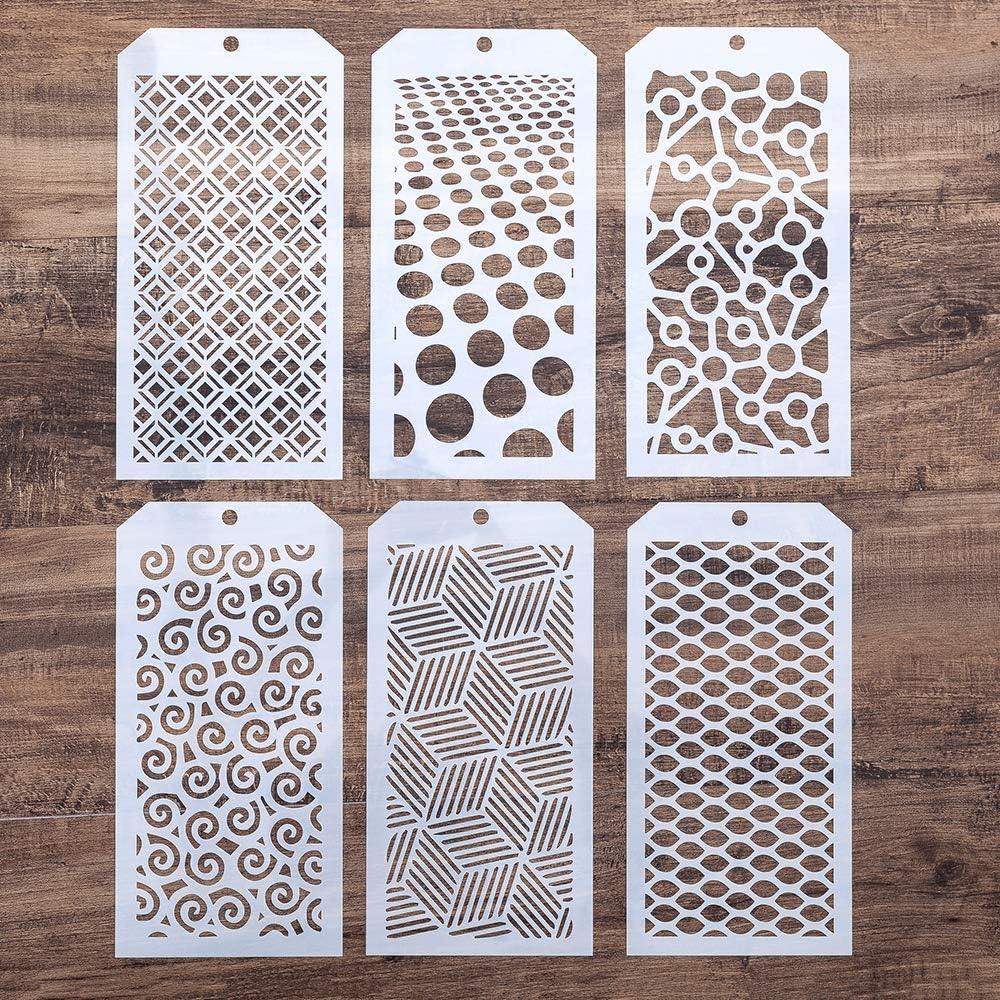 DIY Decorative Stencil Template for Scrapbooking Painting on Wall Furniture Crafts, Set of 6 (Geometry)
