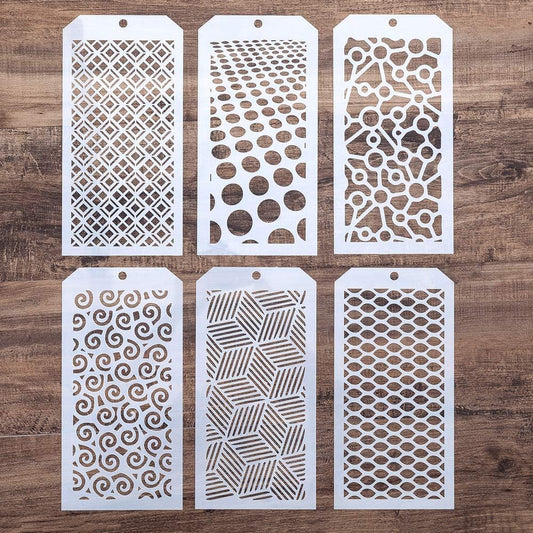 DIY Decorative Stencil Template for Scrapbooking Painting on Wall Furniture Crafts, Set of 6 (Geometry)