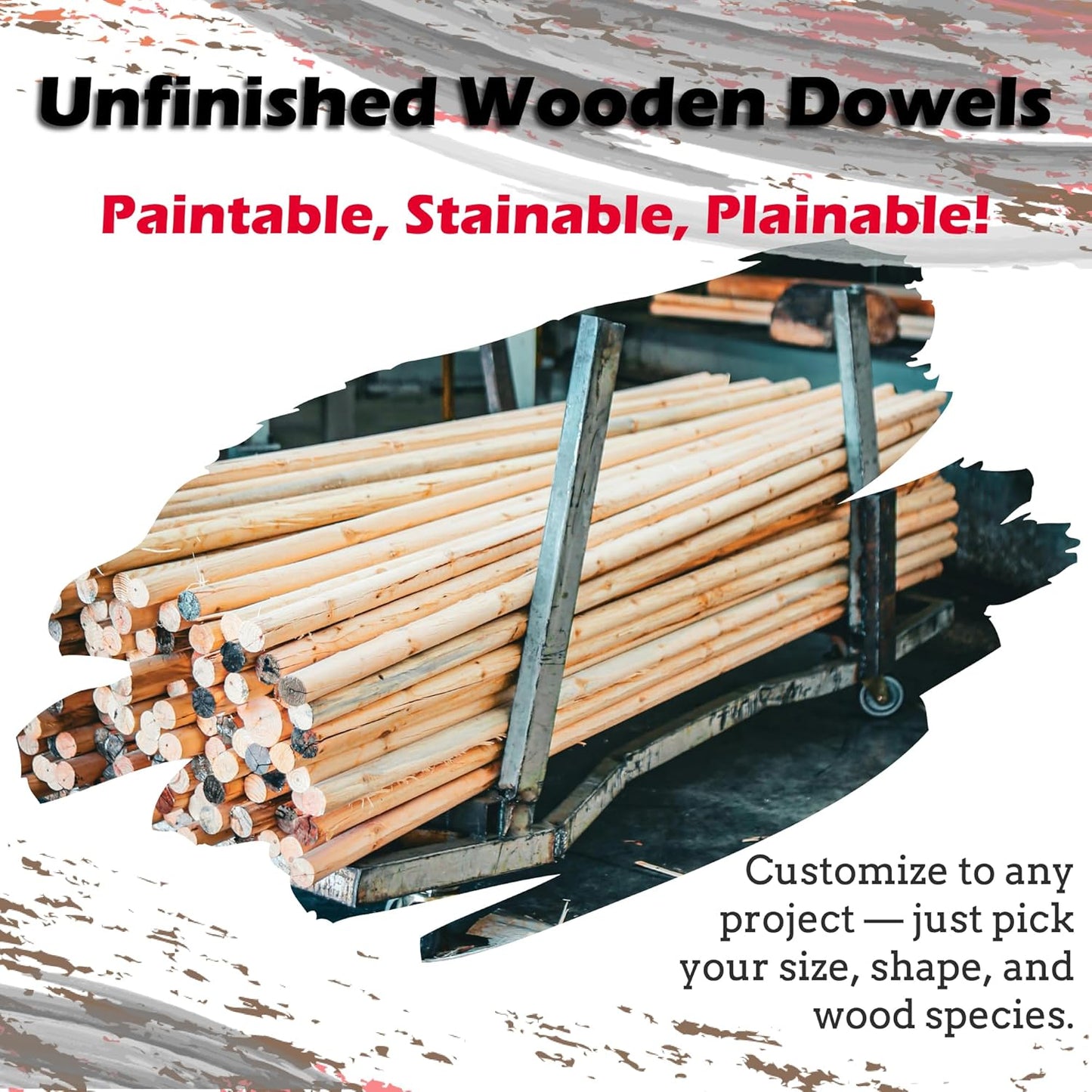 Red Oak Round Dowels (5/16" x 36", Pack of 25) | Variety of Diameters & Wood Species | Unfinished Wooden Dowel Rods for Crafts & DIY Home Projects | Curtain Rod, Macrame Supplies, Cake Pops, Flagpole