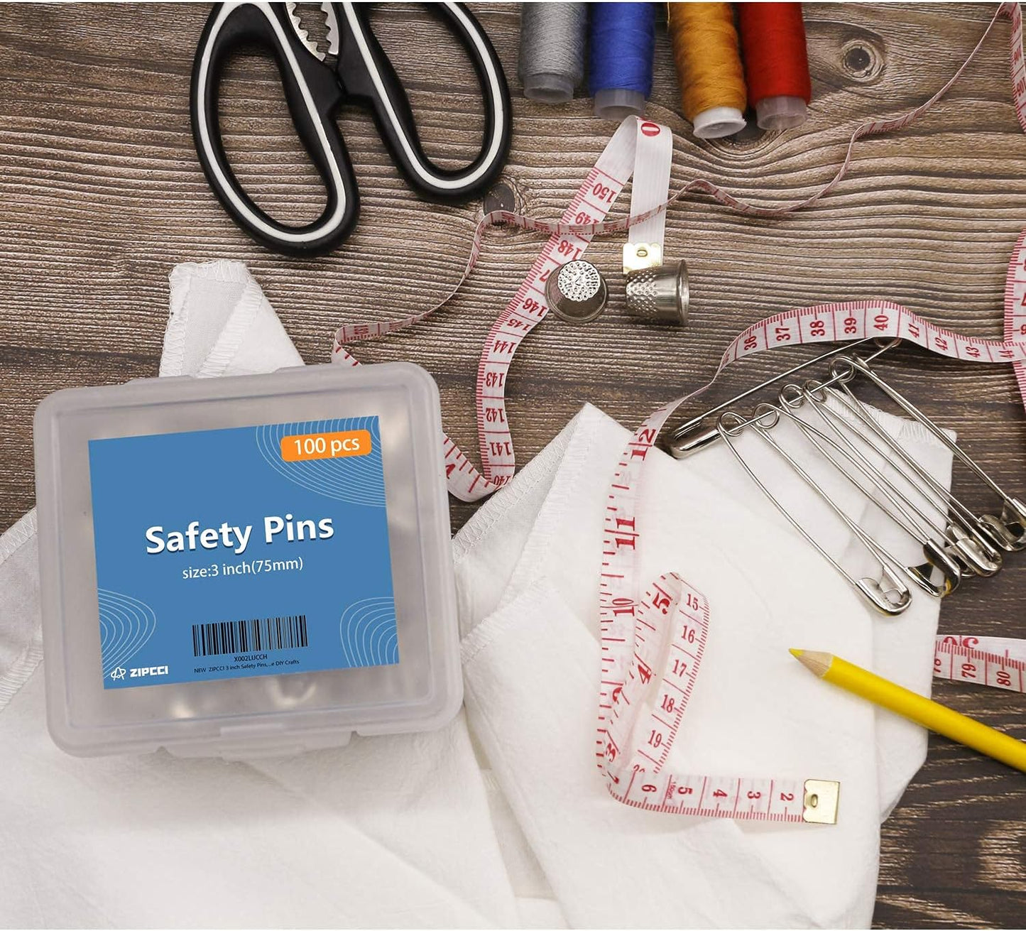 ZIPCCI 3 Inch Large Safety Pins - 100 Pcs Heavy Duty Steel Wire Pins (Large Size)