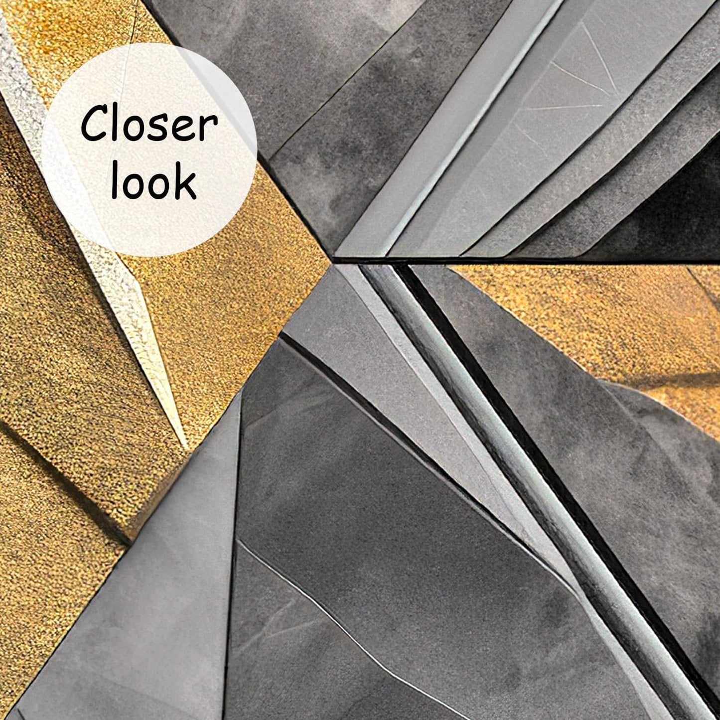 AFZEVEB-3D Geometric Wall Mural Gray and Gold Wallpaper for Bedroom 136"x96"(Not Peel and Stick)