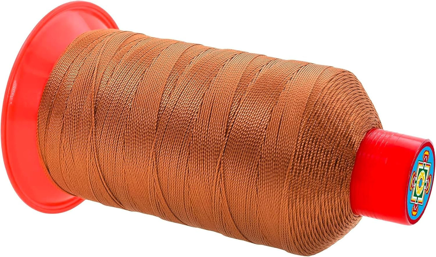 Mandala Crafts Bonded Nylon Thread Bourbon Brown Heavy Duty Sewing Threads - 800 YDs Size 277 840D T270 Tex 270 Thread for Leather, Jeans, Weaving, Outdoor, Marine, Upholstery