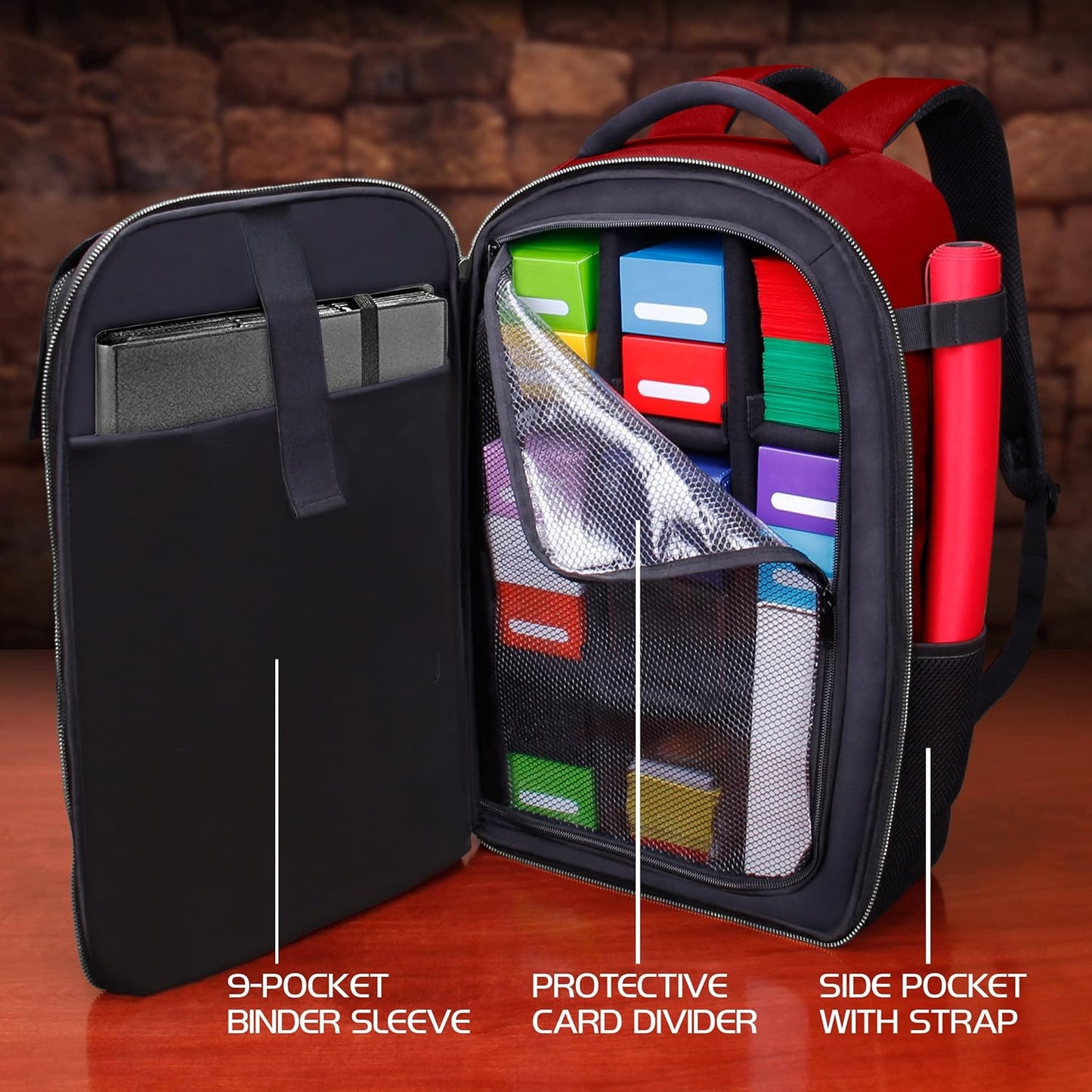 ENHANCE MTG Backpack TCG Card Storage - TCG Backpack for Deck Boxes, Sleeved Cards, Playmats, MTG Accessories