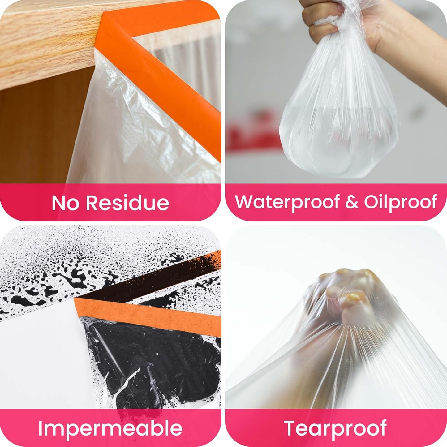 TAPEBEAR Pre-Taped Masking Film with Dispenser, 22" x 30Yards Plastic Sheeting for Painting, Tape and Drape, Painters Masking Tape Film Plastic Drop Cloths for Auto, Appliance and Furniture