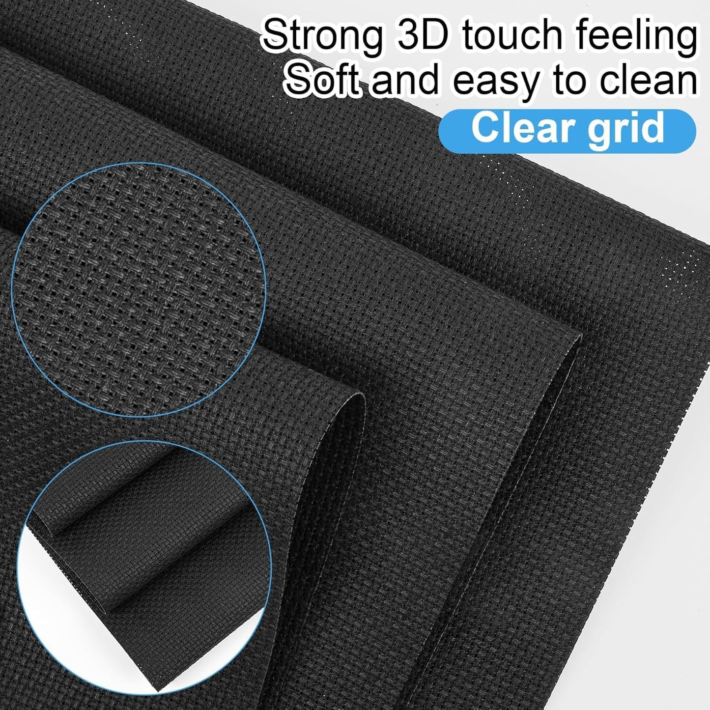 6 PCS Cross Stitch Aida Fabric 14 Count, 18 by 12 Inch, Classic Reserve Cross Stitch Aida Cloth for Home DIY Embroidery Decoration, Black