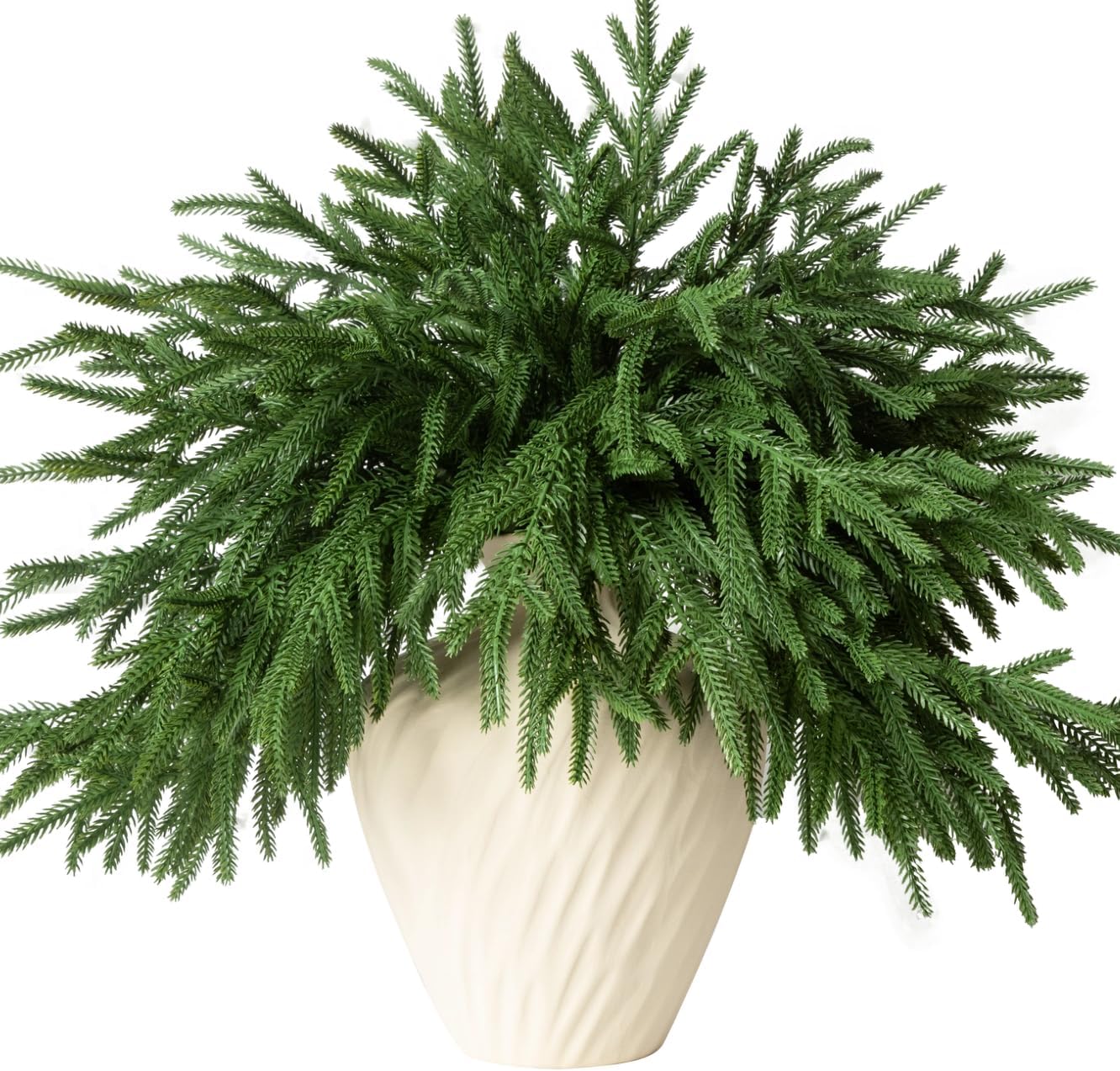 12 Pcs Artificial Norfolk Pine Branches - 18" Realistic Faux Christmas Greenery Stems Fake Evergreen Cedar Picks Winter Greens for Vase DIY Crafts Garland Wreath Indoor Outdoor Holiday Decor