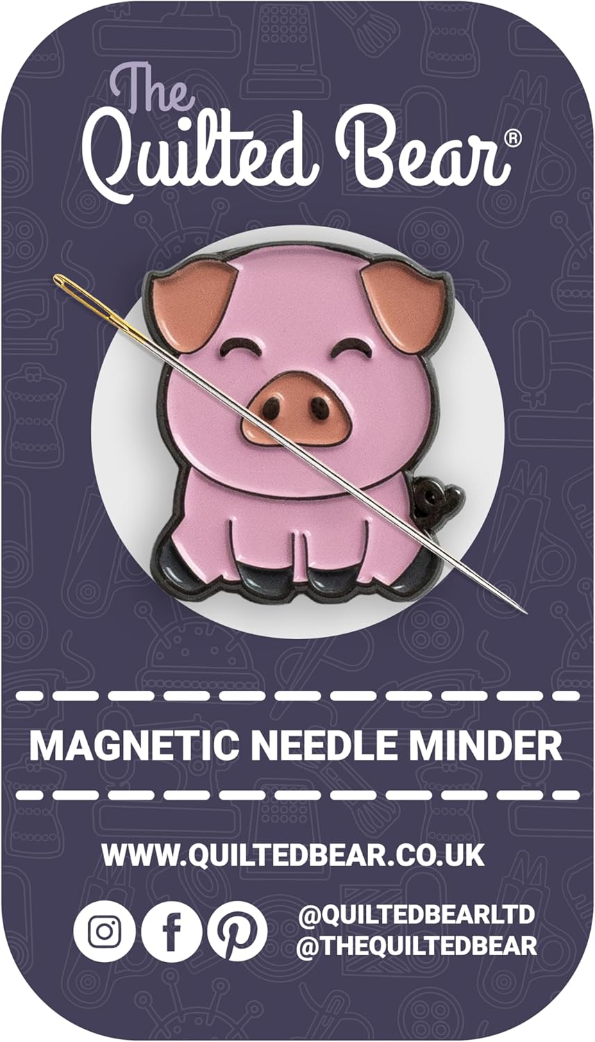 The Quilted Bear Needle Minder - Needle Minder Magnet for Keeping Sewing & Embroidery Needles, Cross Stitch Needles Safe - Stress Free Stitching Cross Stitch Supplies & Embroidery Supplies (Pig)