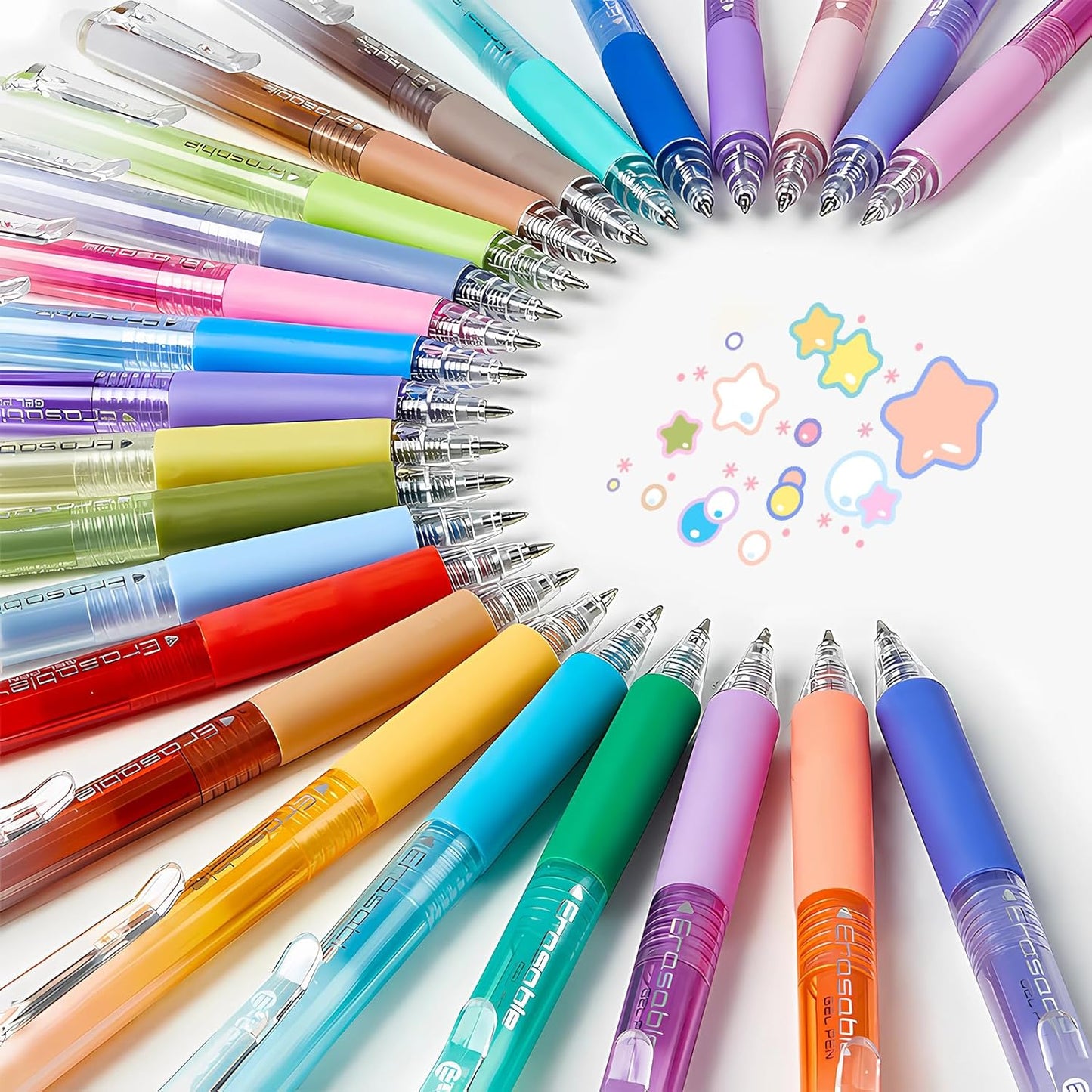 BAYTORY 36Pcs Colored Erasable Gel Pens, Fine Point 0.7mm, Retractable Assorted Colors Pen with Eraser, Smooth Writing Erasable Pens for Drawing Crossword Puzzles