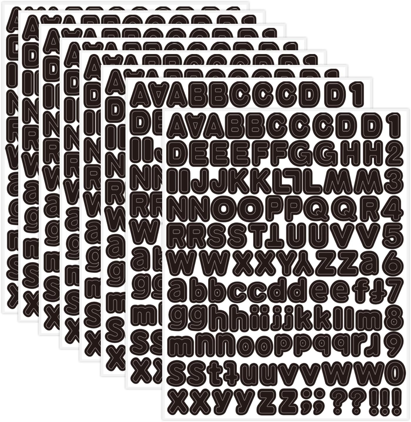 Letter Sticker,1/2 inch 10 Sheets Black Alphabet Sticker,Self Adhesive Vinyl Letter Stickers Mailbox Numbers,Self Adhesive Letters Stickers for Bulletin Boards Classroom Home Decor